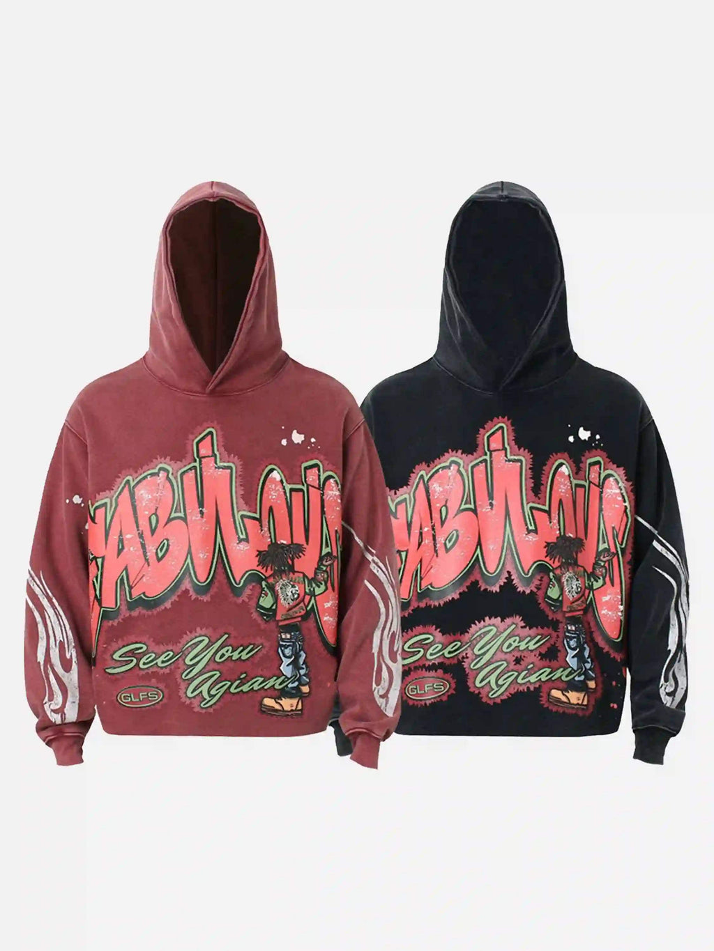Disguisen American Hip-Hop Graffiti Distressed Hooded Hoodie