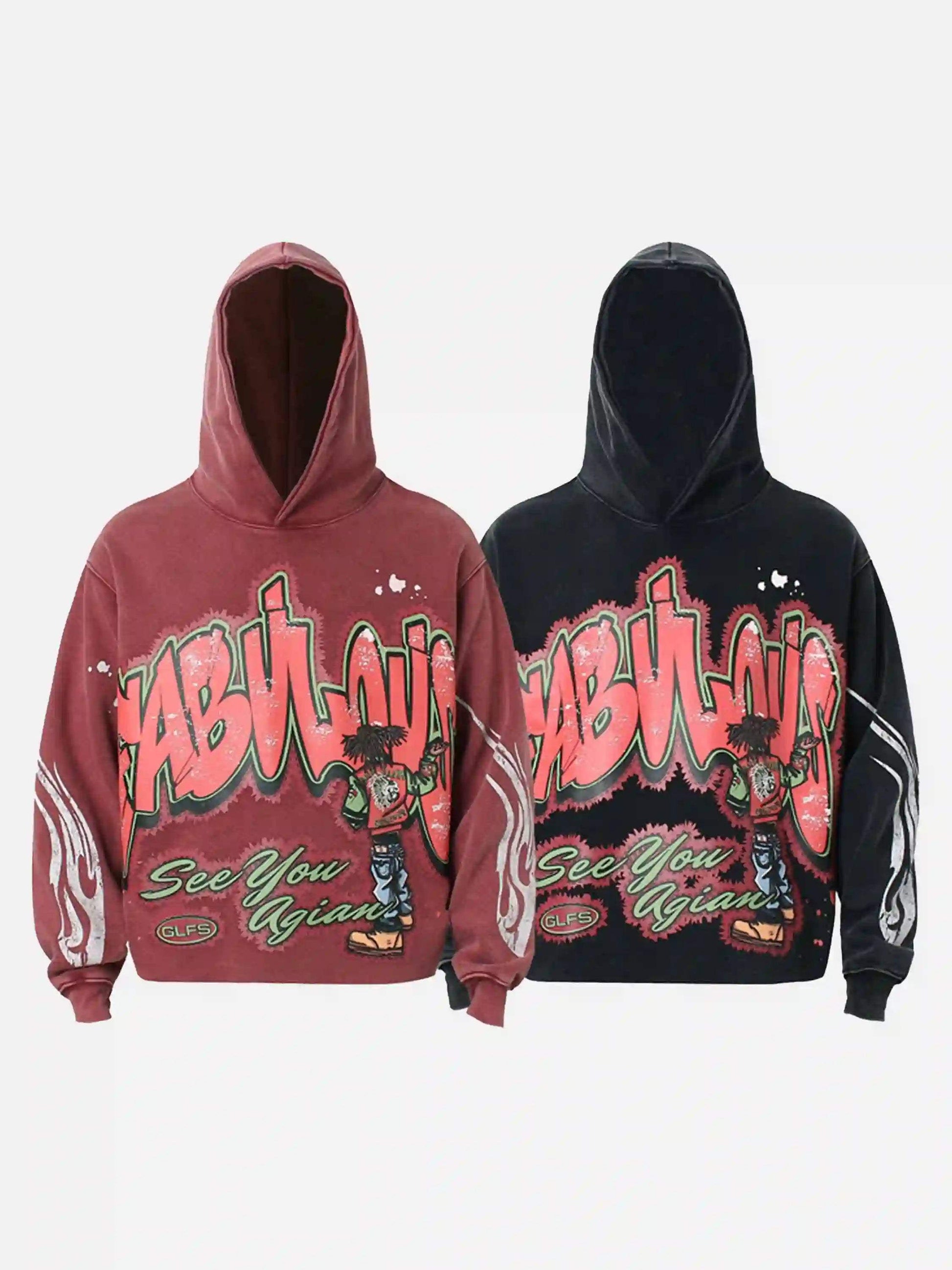 Disguisen American Hip-Hop Graffiti Distressed Hooded Hoodie