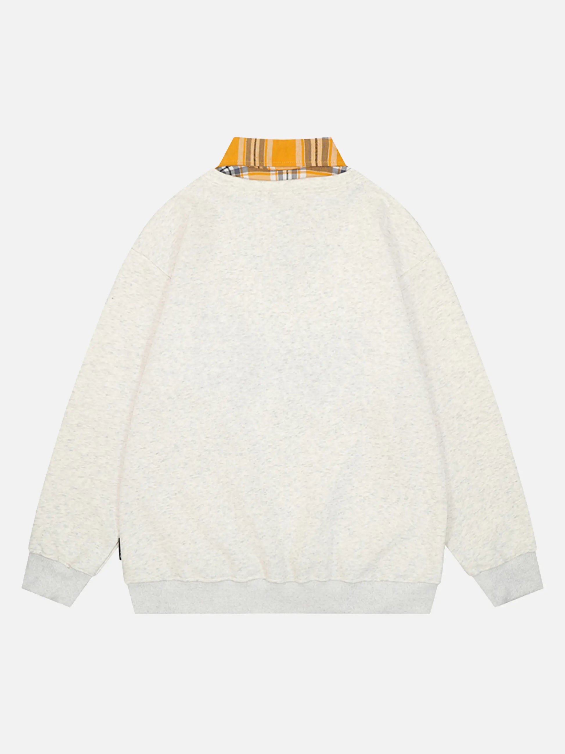 Preppy Style Fake-two Piece Plaid Sweatshirt