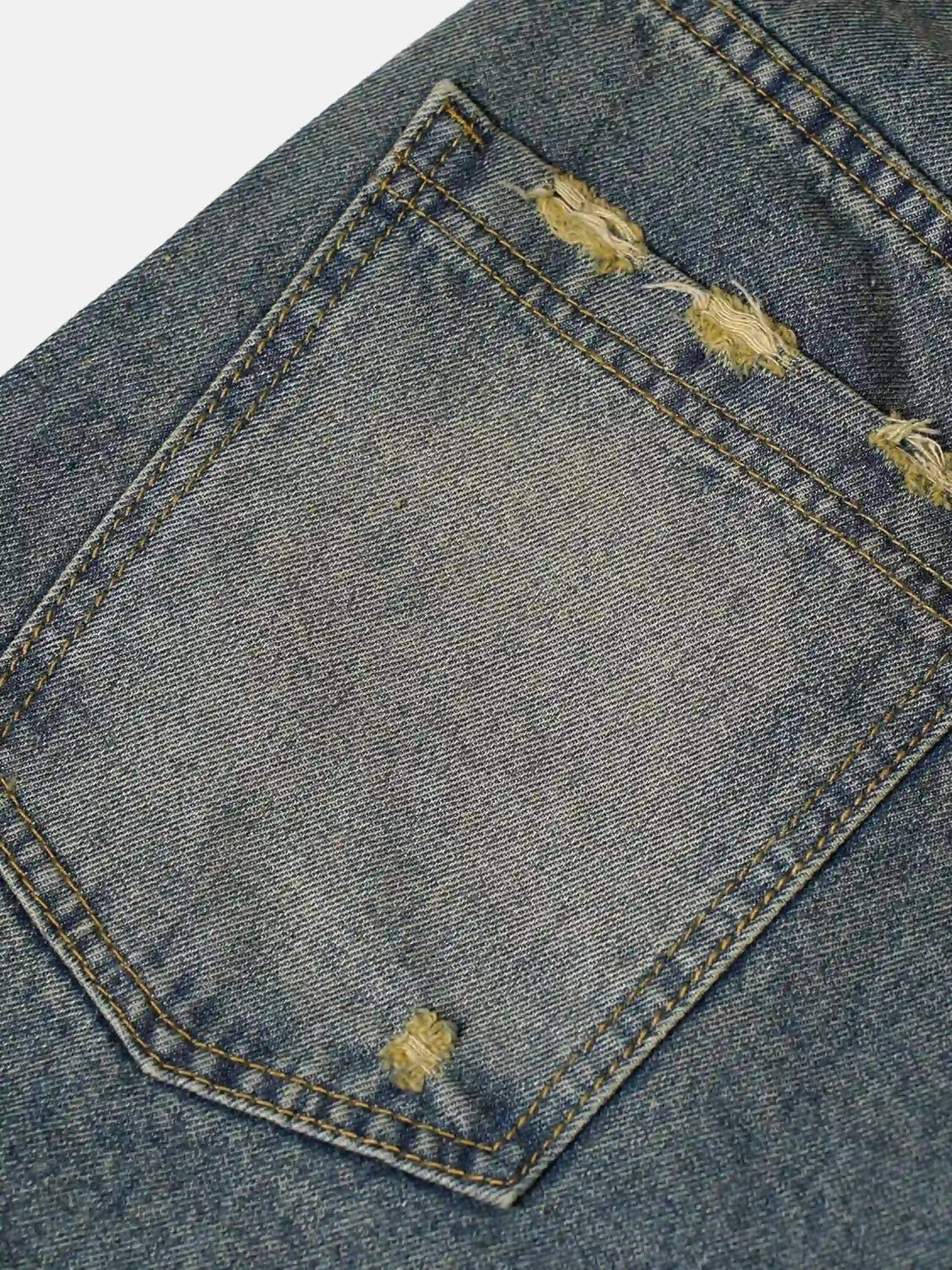 Disguisen Clean Fit Whisker Patchwork Cropped Denim Jorts