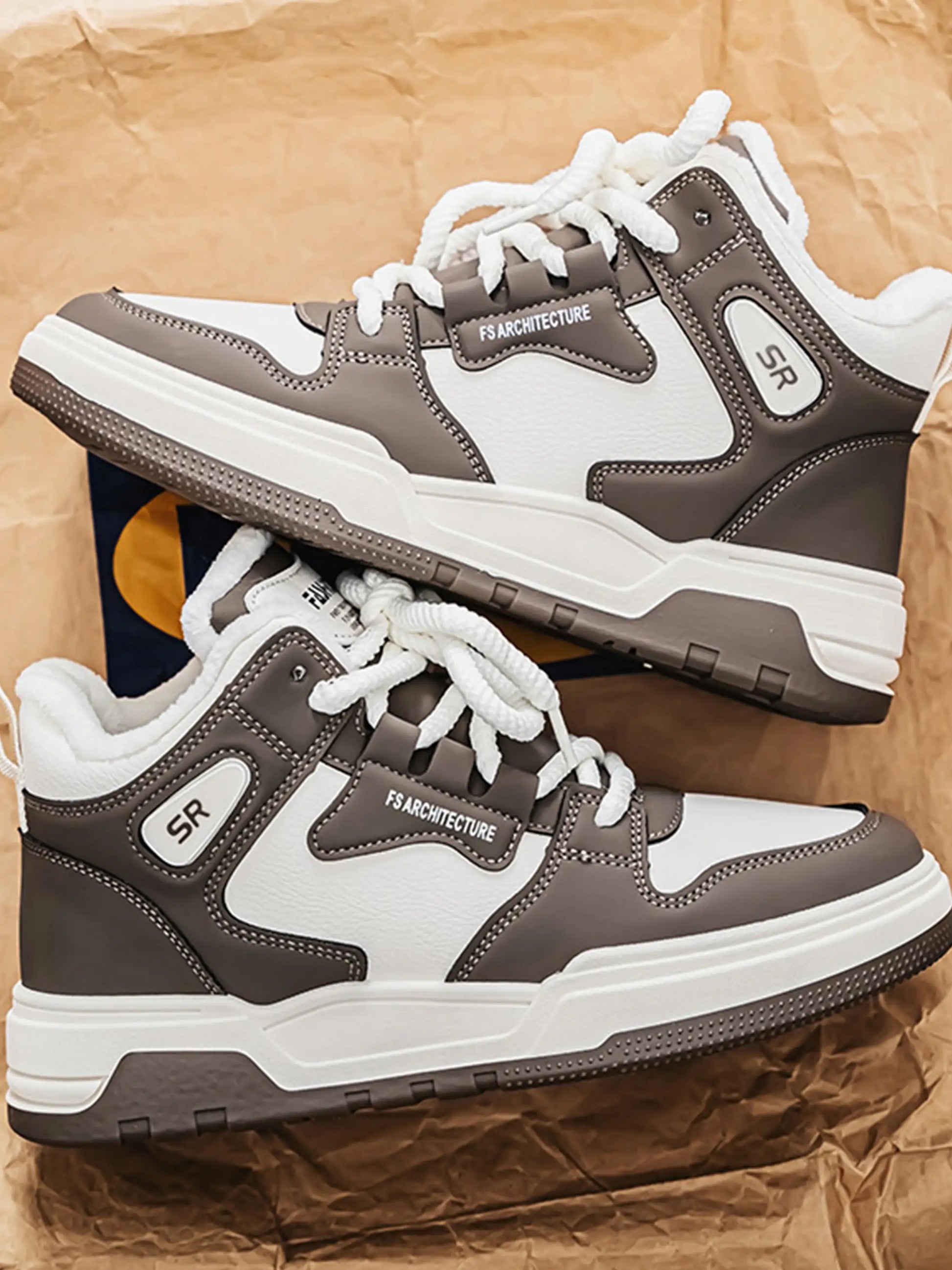 Contrast Color Mid-top PU Sneakers