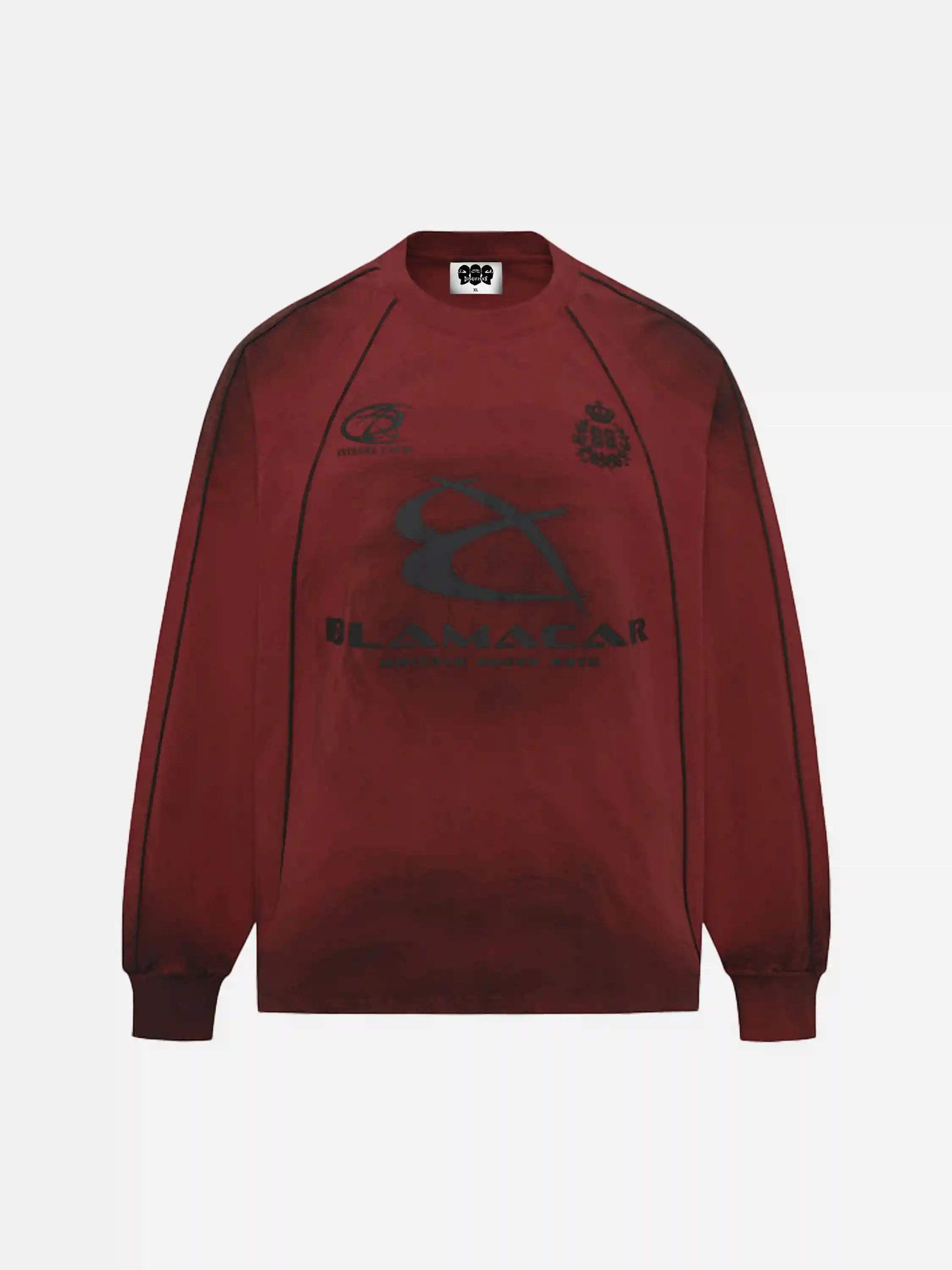 Disguisen Retro Lines Dirty Hip-Hop Long-Sleeved T-Shirt