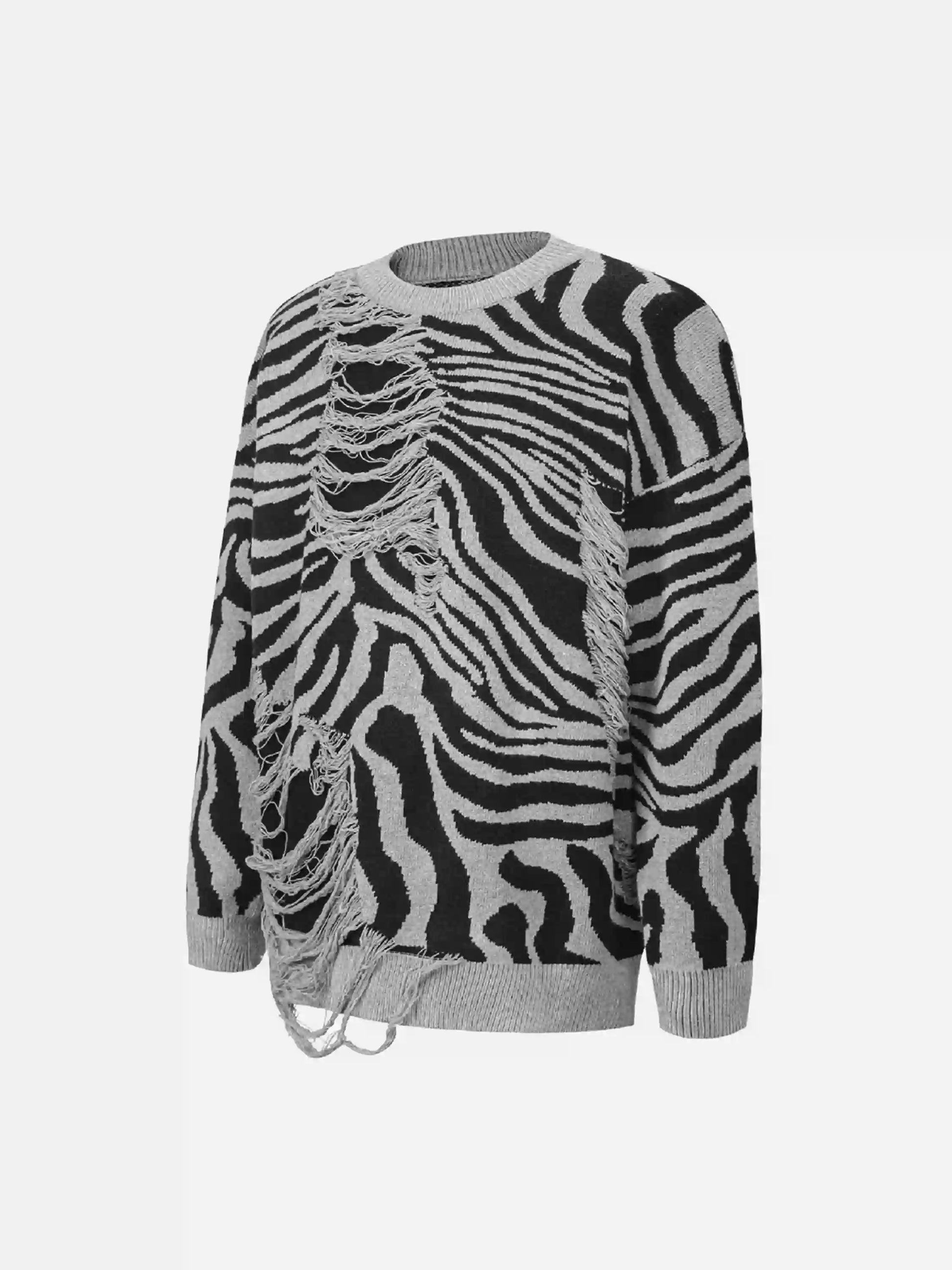 Disguisen Ripped Zebra Pattern Sweater