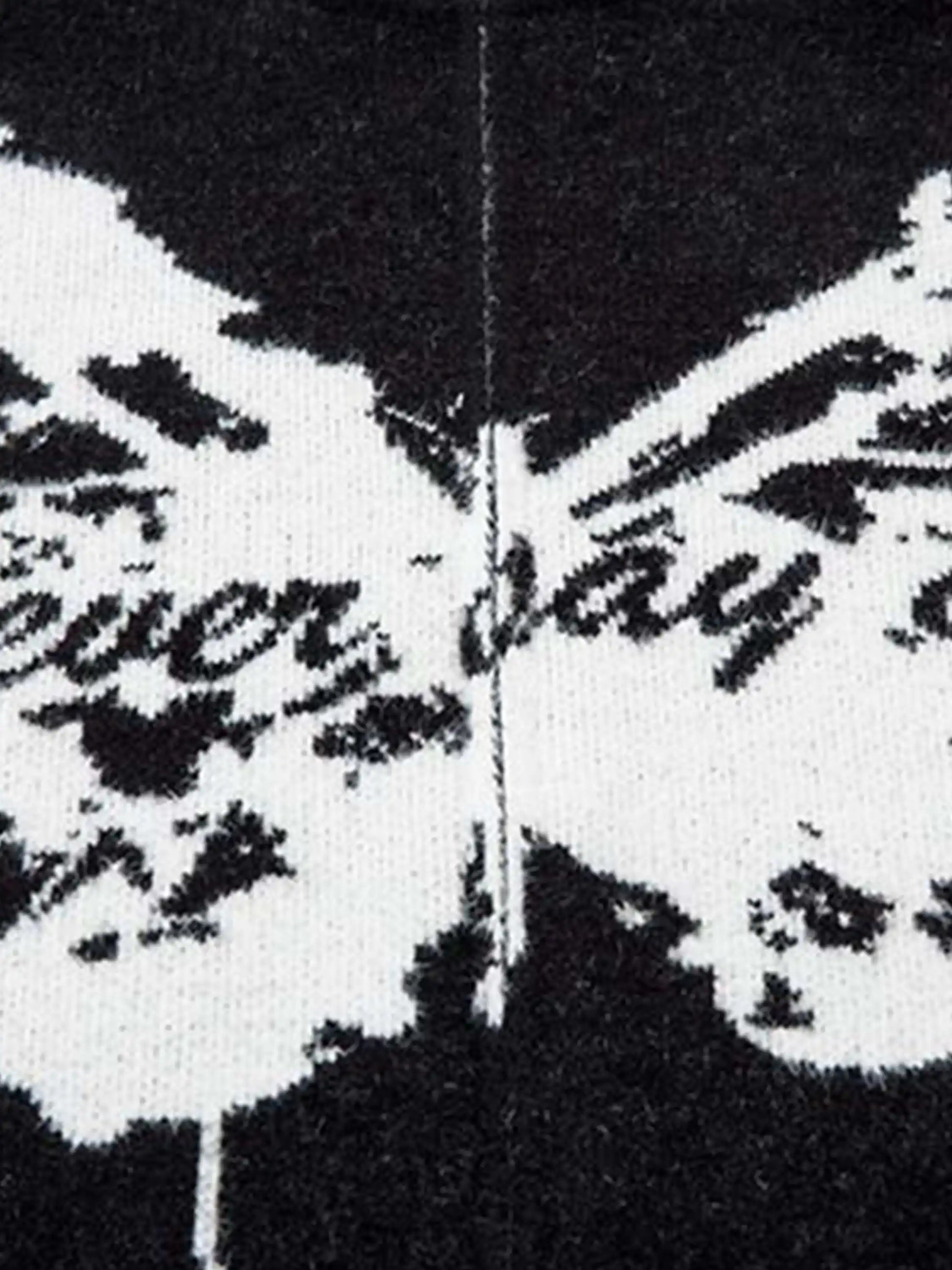 Hand-Painted Slogan Butterfly Jacquard Cardigan