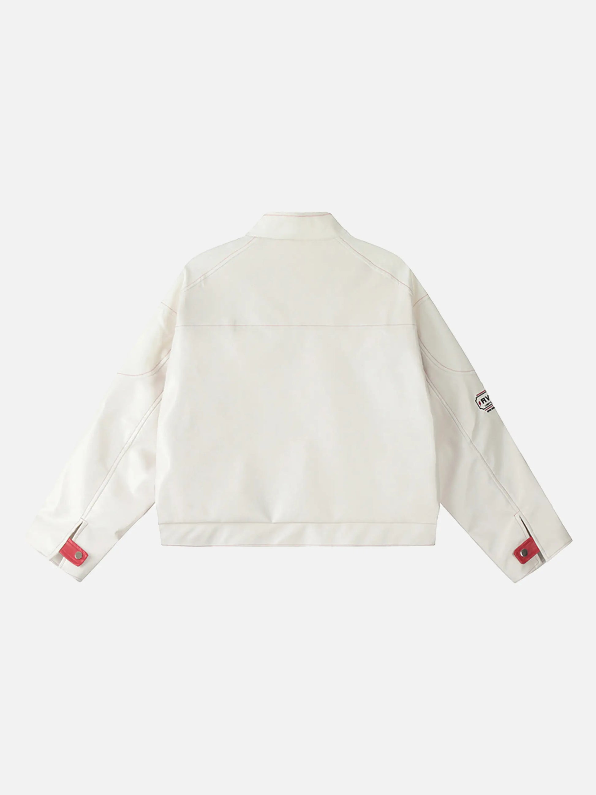 Racing PU Stand Collar Croppped Jacket