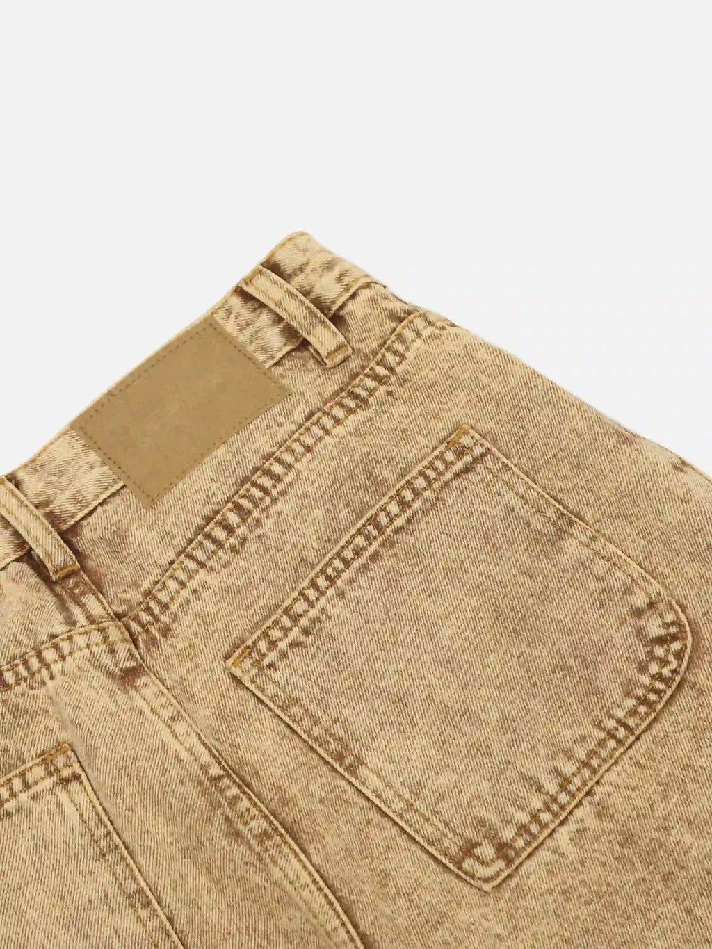 Vintage Washed Pleated Straight Jeans