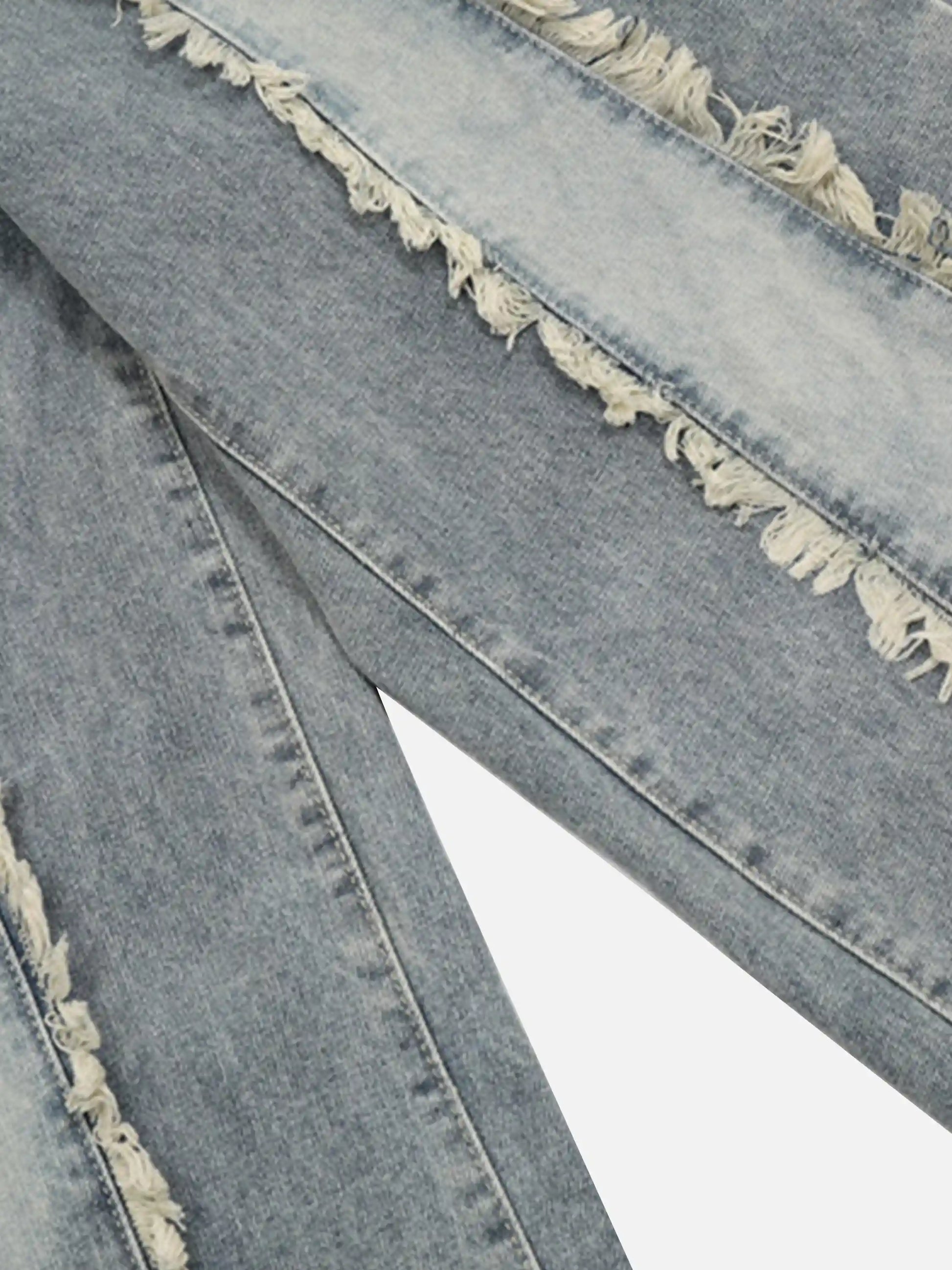 Vintage Fringed Raw-edge Jeans