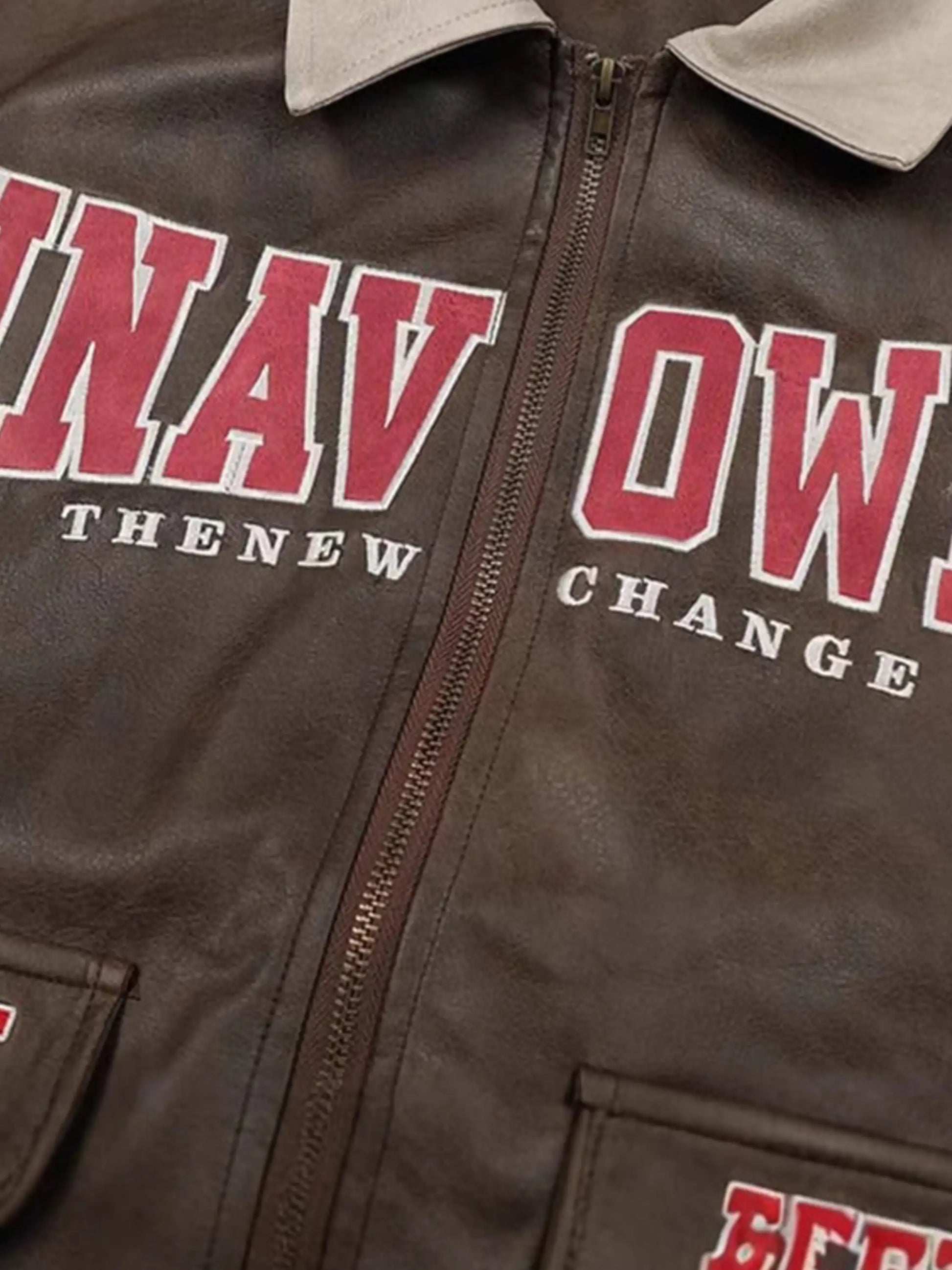 Flocked Embroidered PU Leather Jacket