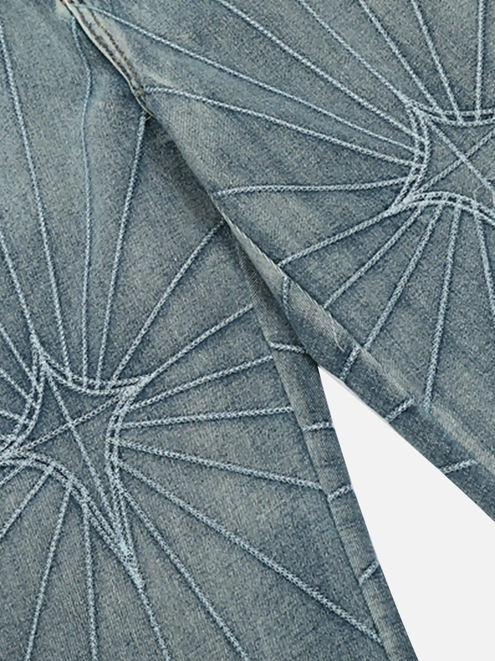 Spider Web Topstitched Loose Jeans