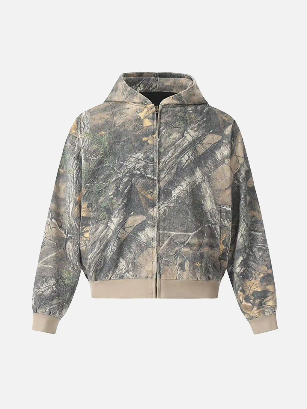 Camouflage Print Zip-up Hoodie
