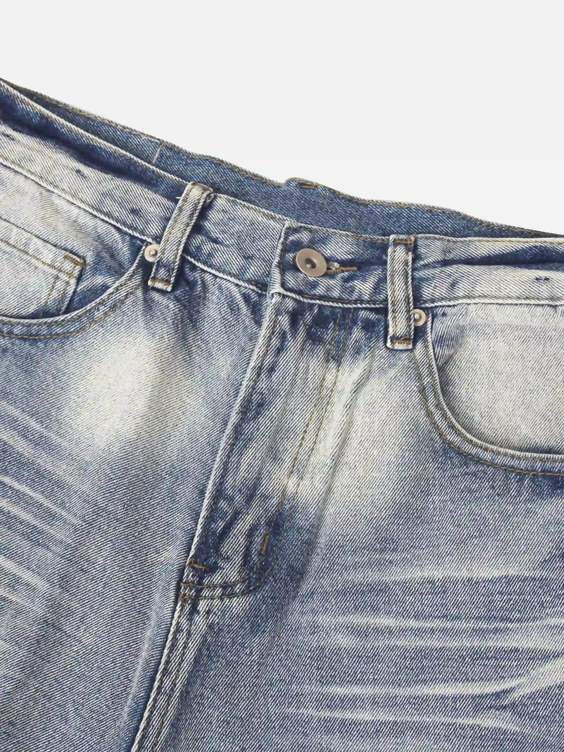 Vintage Distressed Washed Straight Jeans