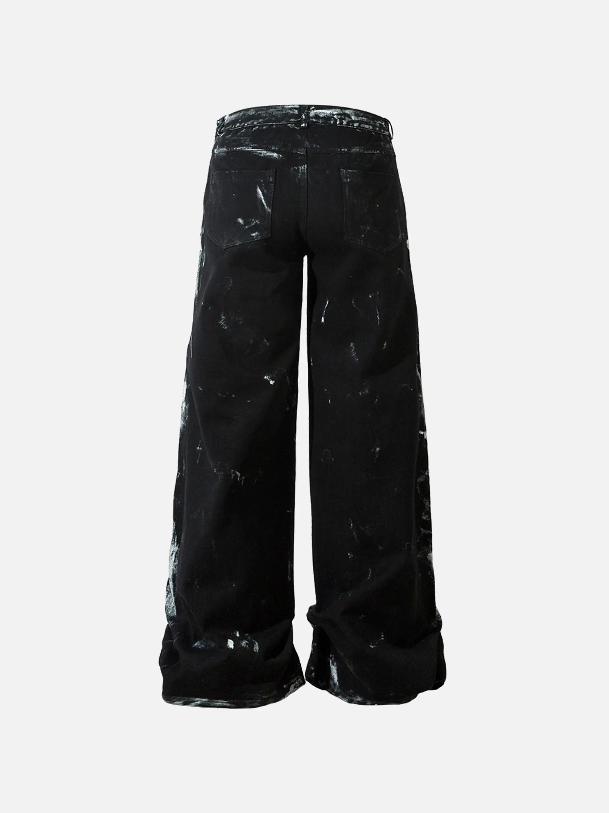 Disguisen Vintage Painted Wide-leg Pleated Jeans