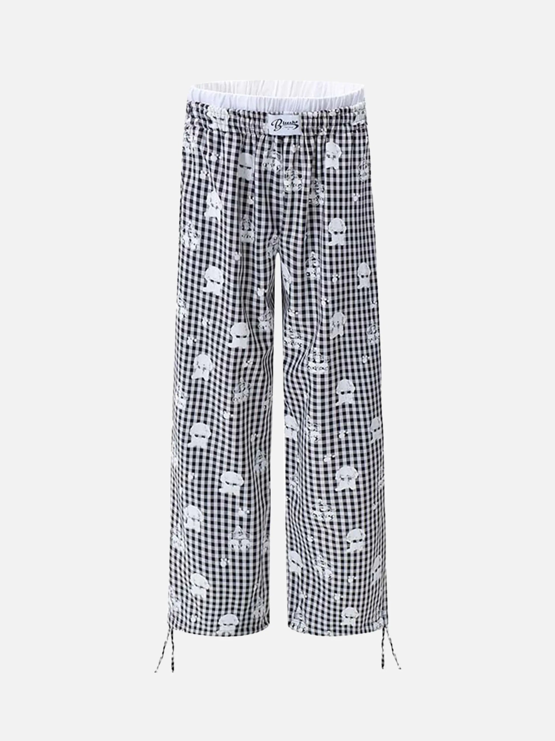 Disguisen Fake Two-piece Print Plaid Sweatpants