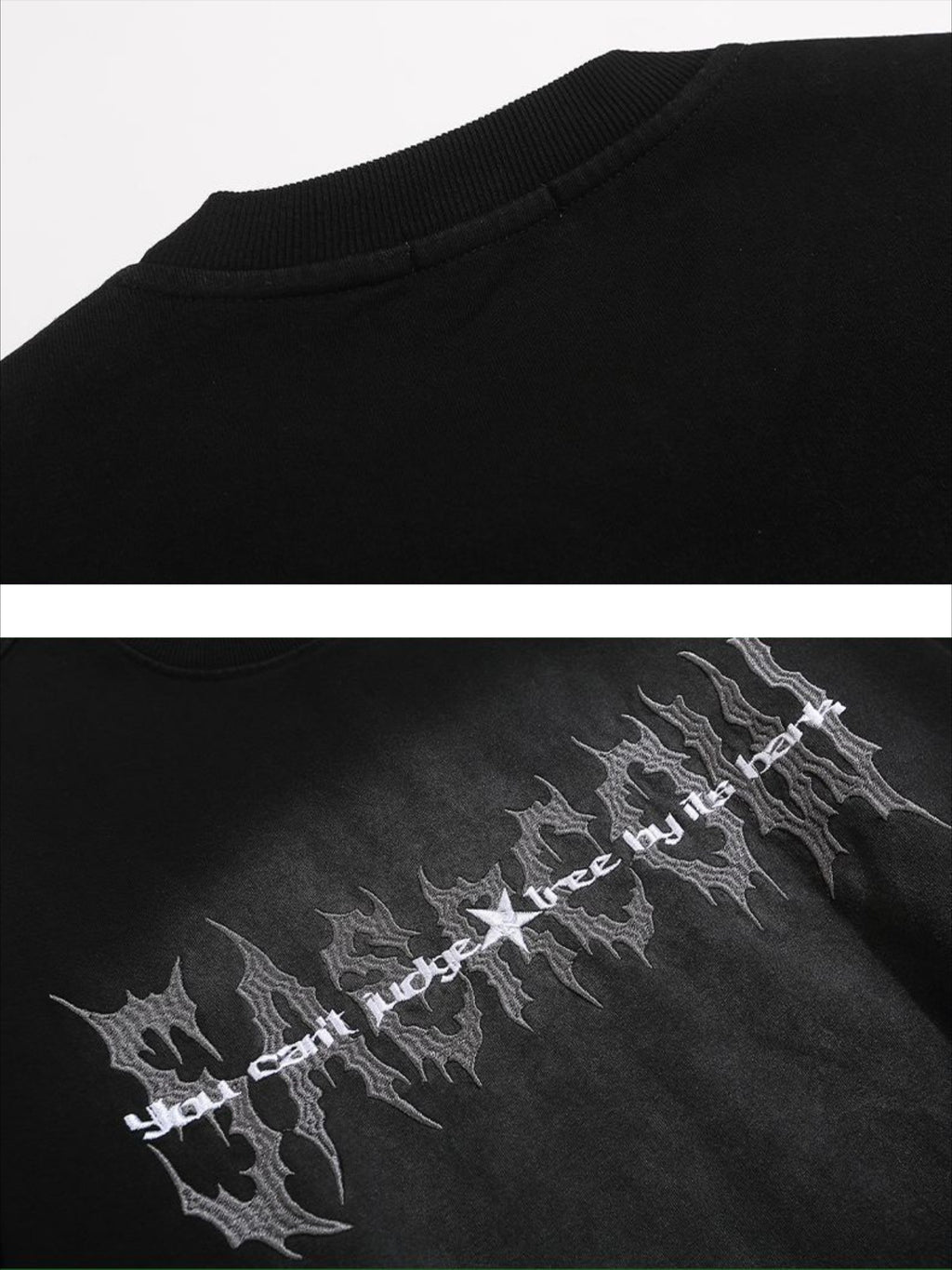Vintage Dark-themed Washed Print Sweatshirt