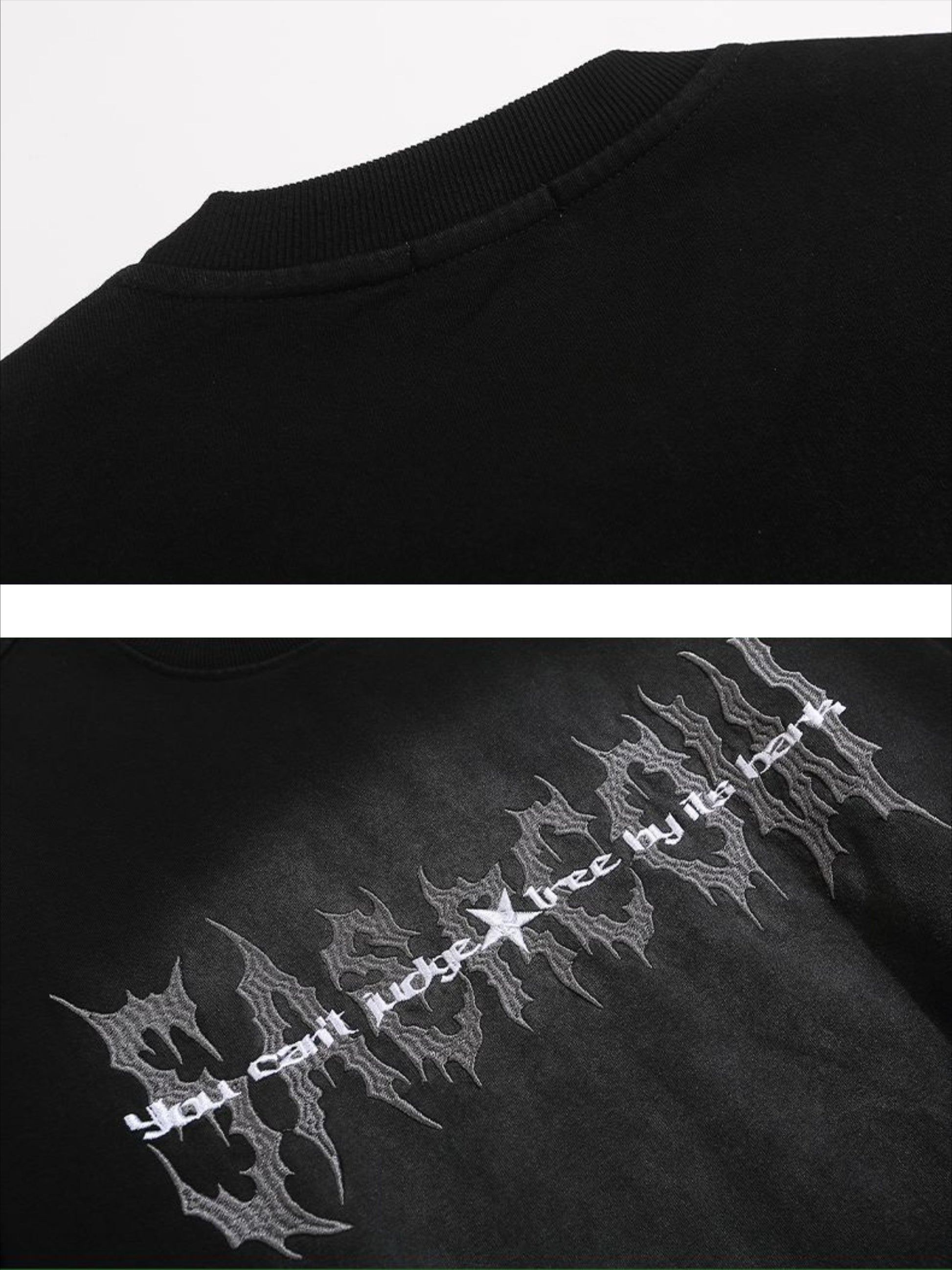 Vintage Dark-themed Washed Print Sweatshirt