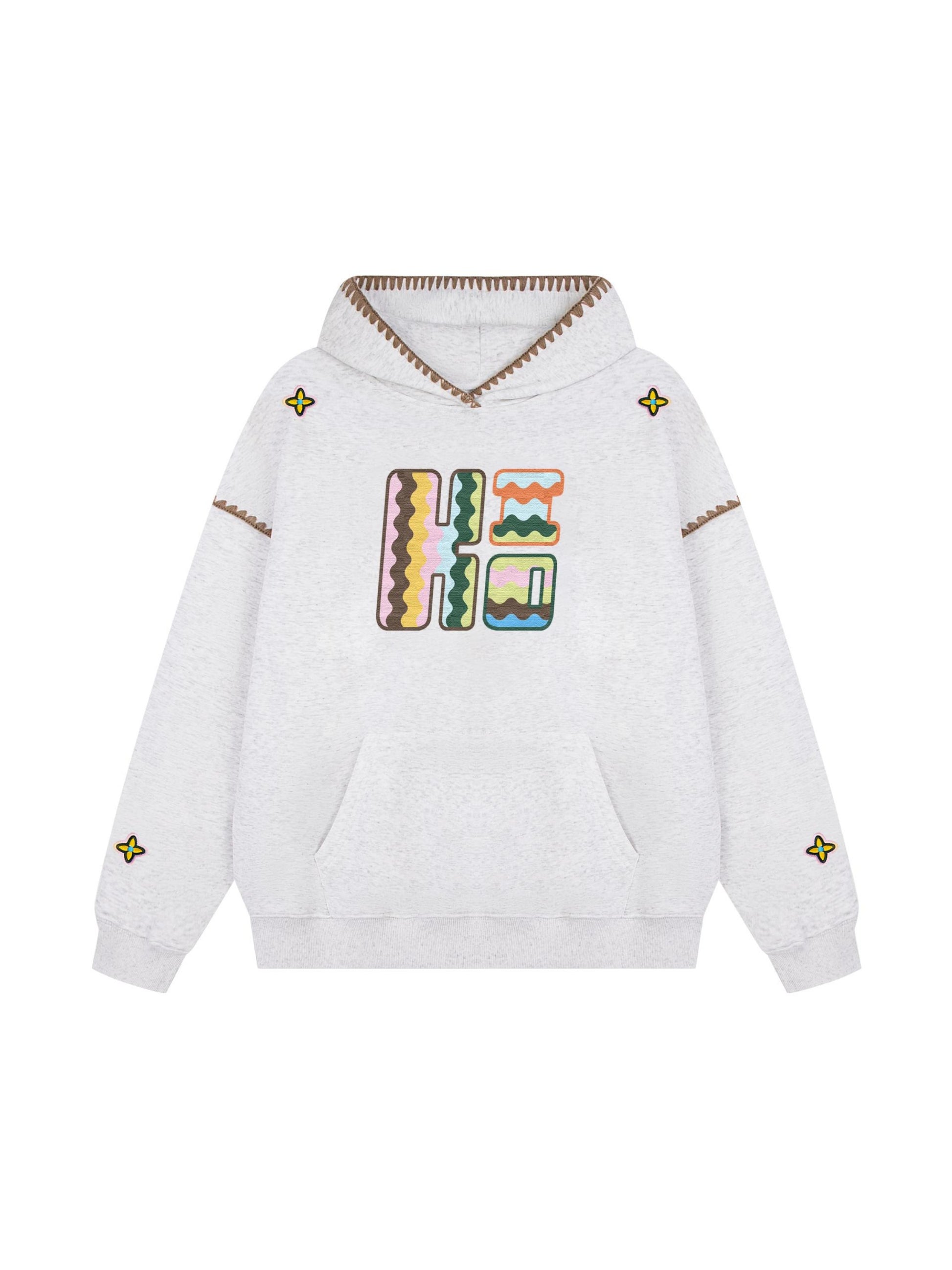 Embroidered Contrast Check Hoodie