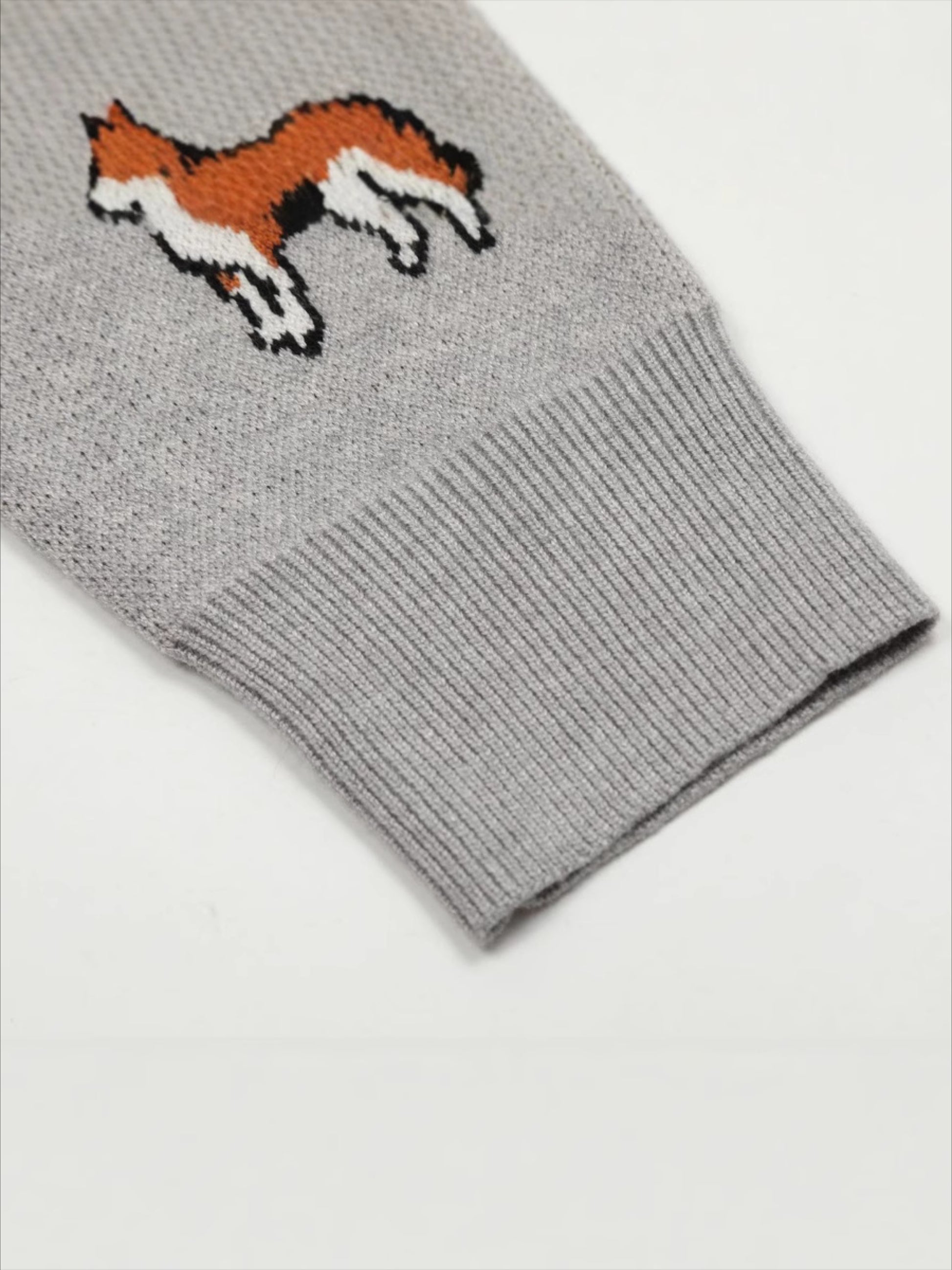 Vintage Puppy Embroidery Knit Cardigan