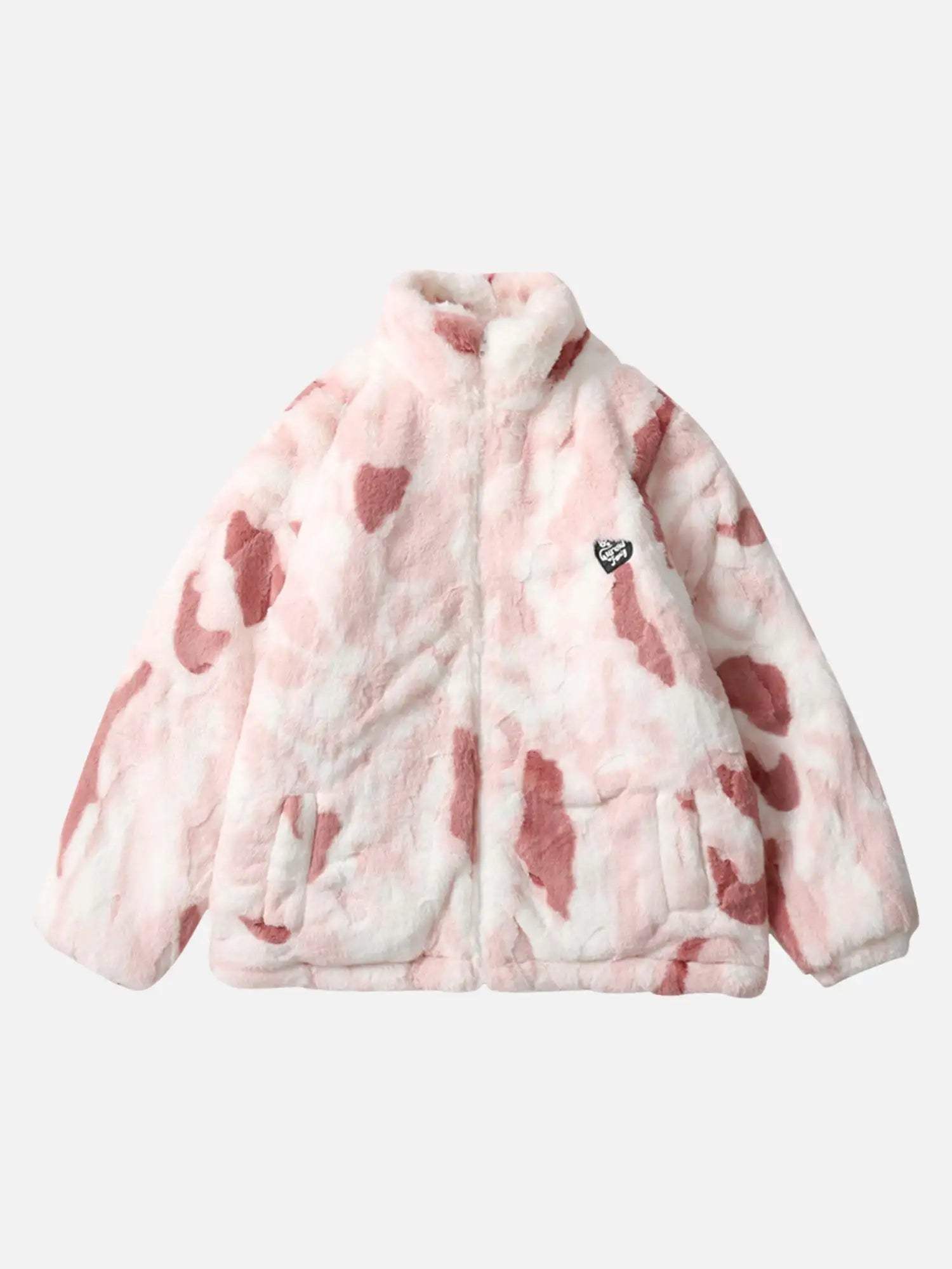 Disguisen Tie-dye Stand-up Collar Sherpa Coat