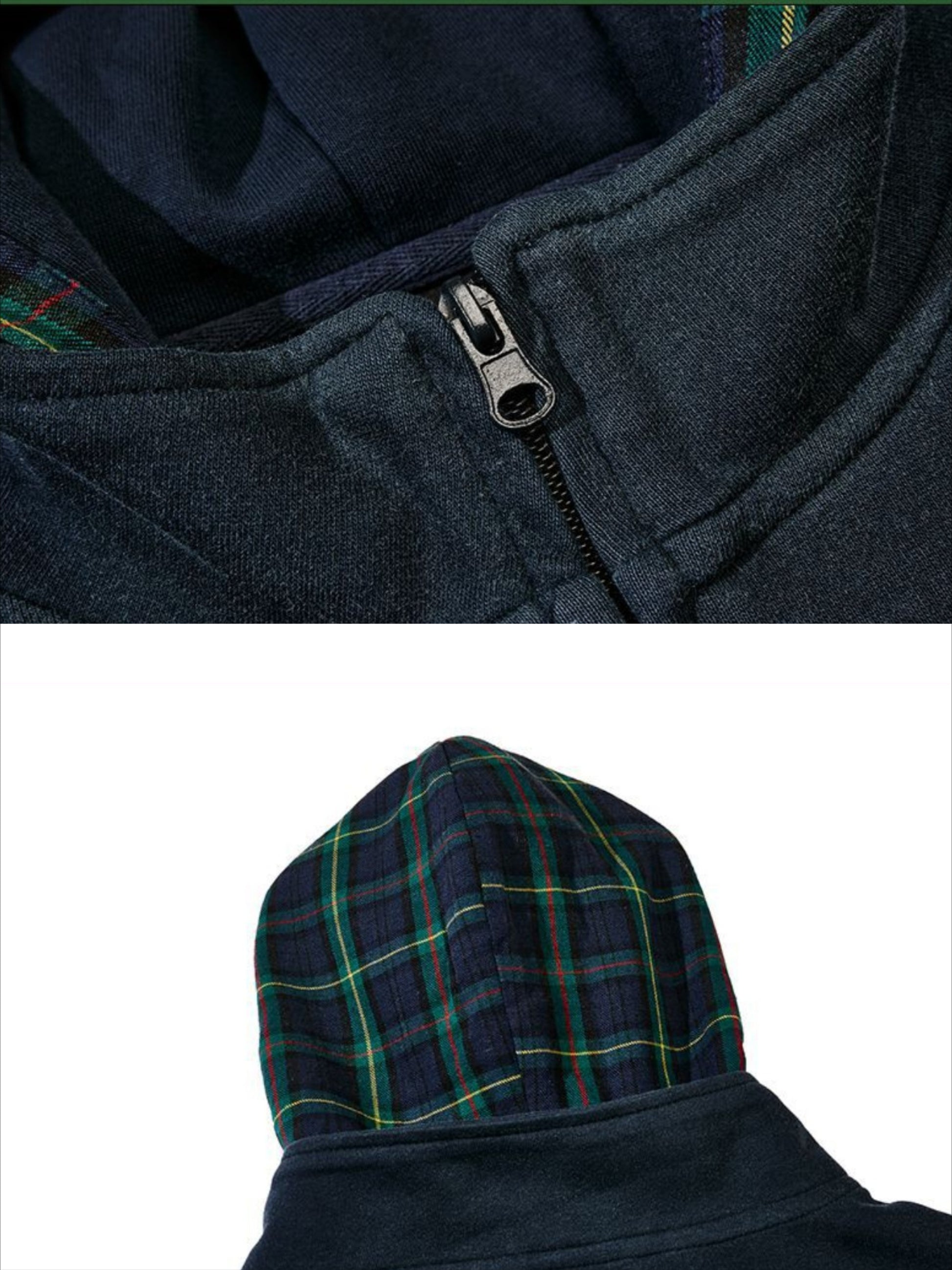 Spliced Plaid Fake Two-piece Hoodie