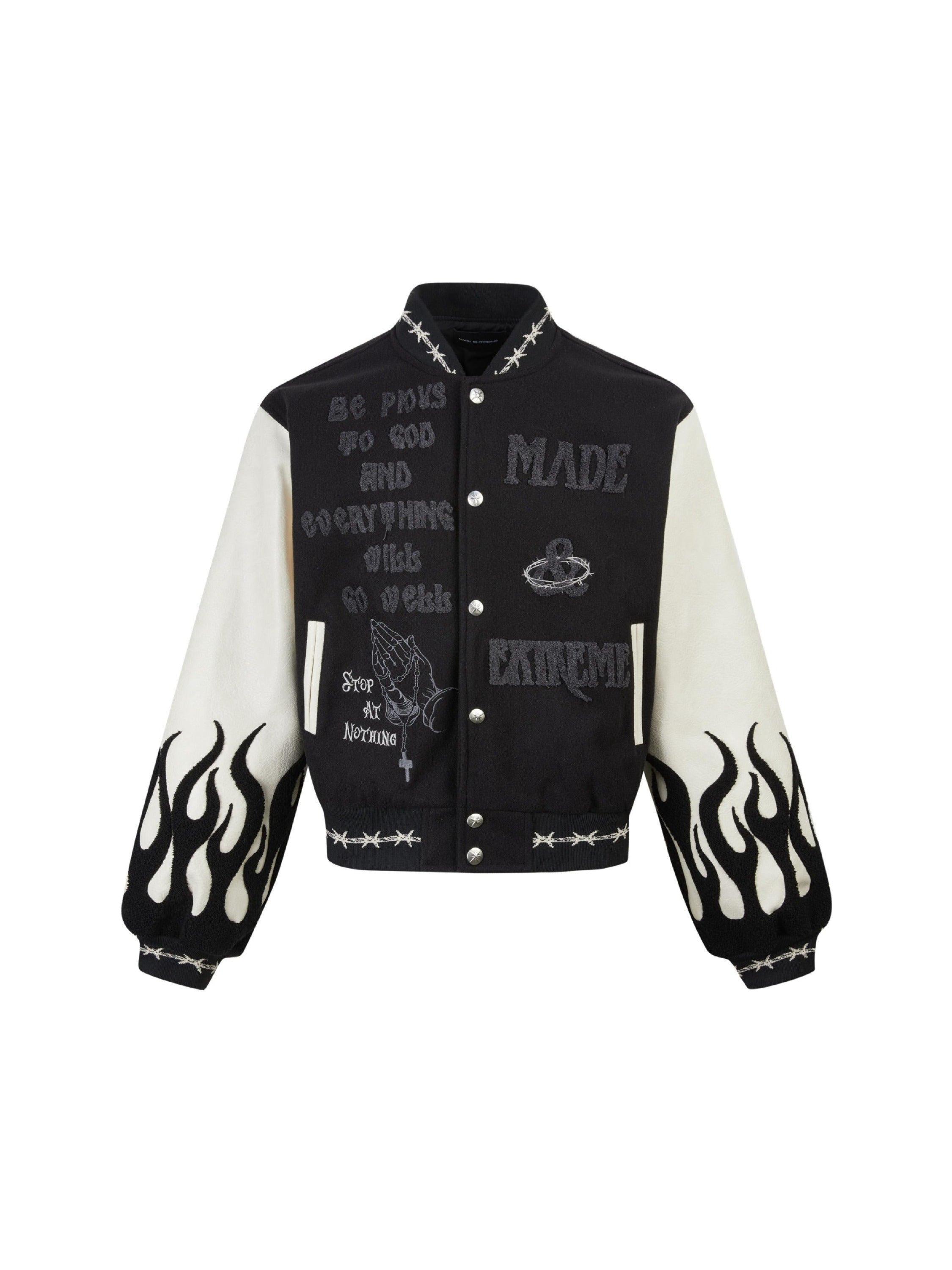 Vintage Embroidered Contrast Baseball Jacket