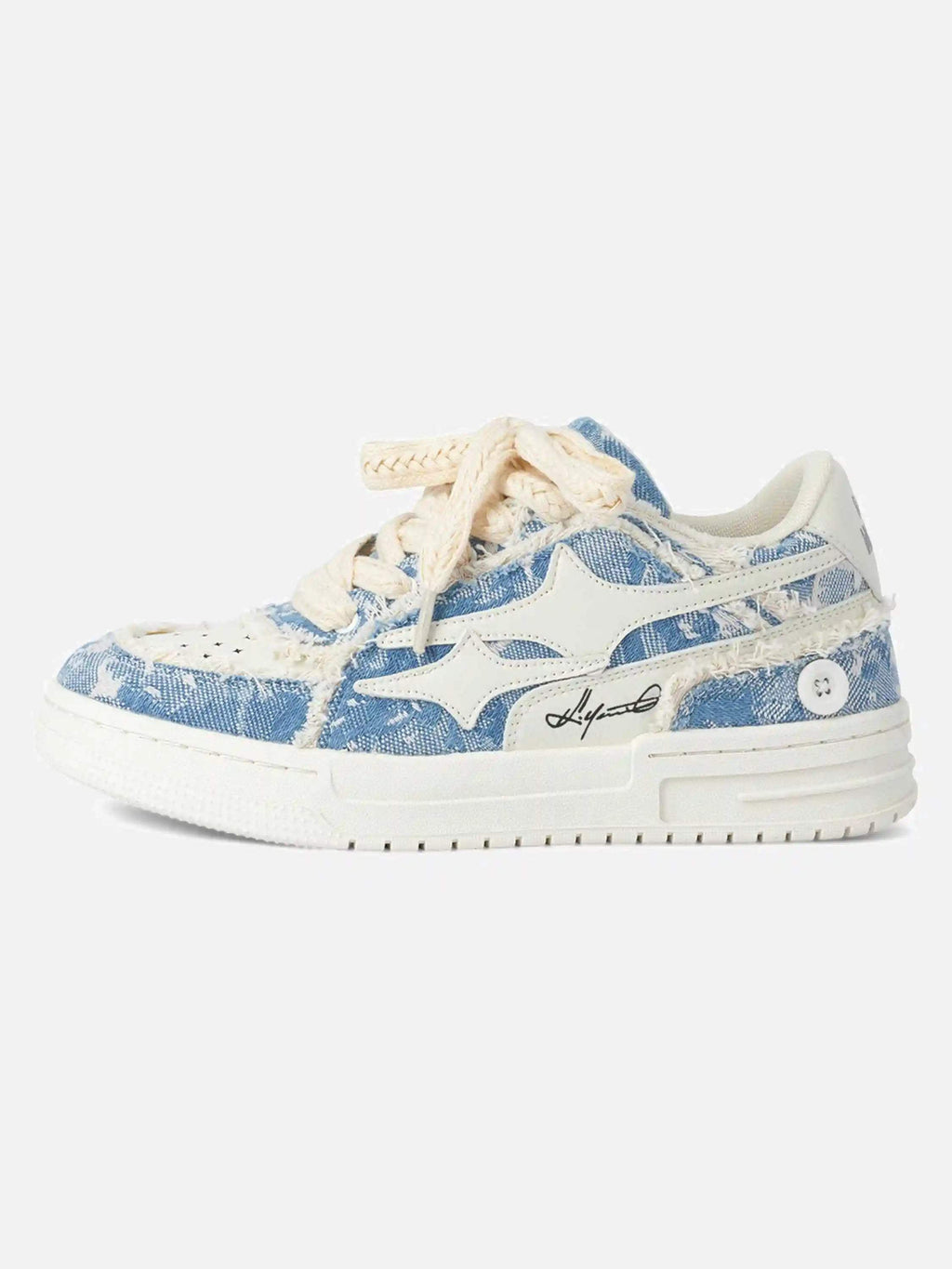 Disguisen Couple Small Fragrance Style Blue Denim Sneakers