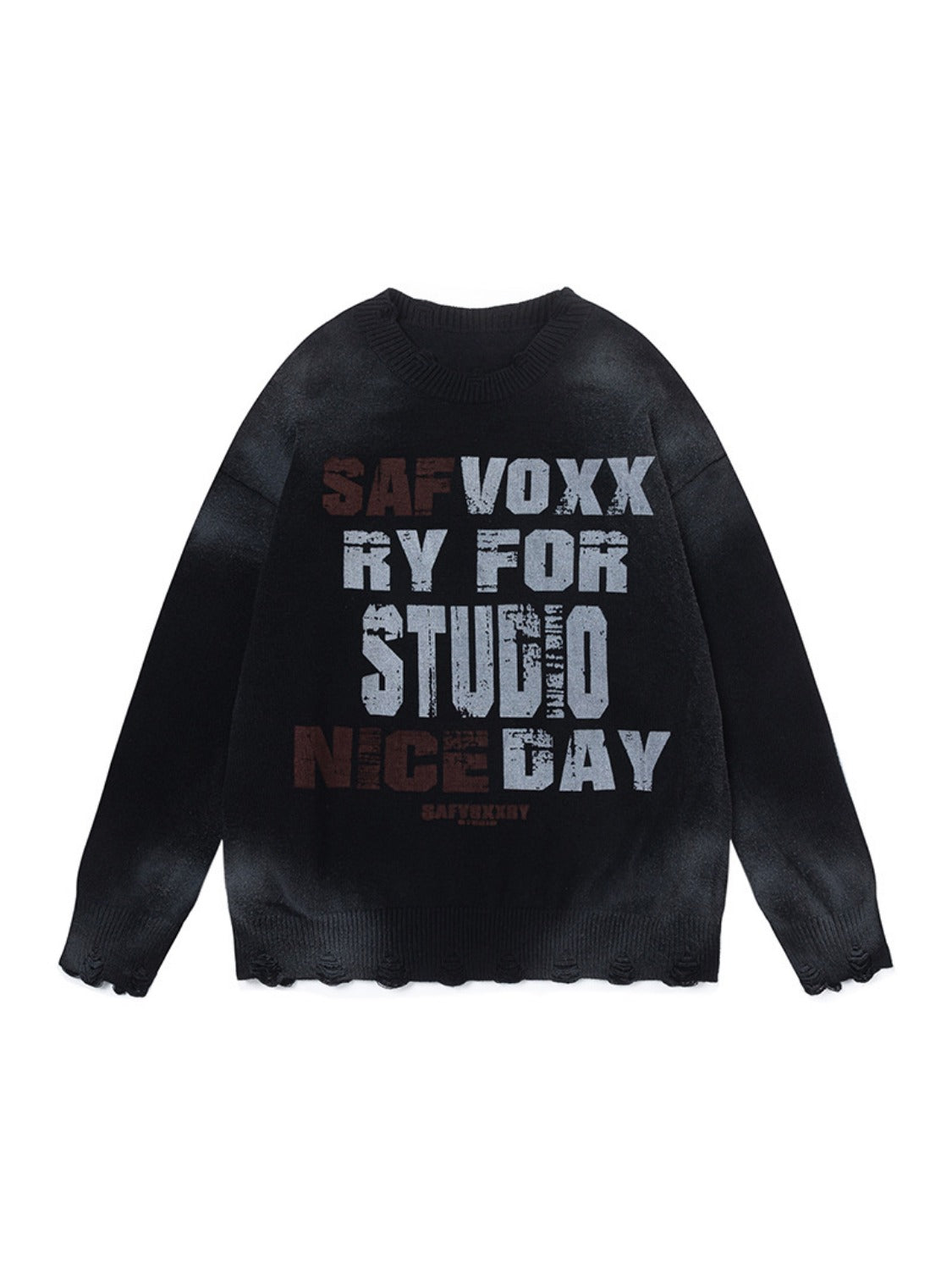 High Street Ripped Letter Print Sweater