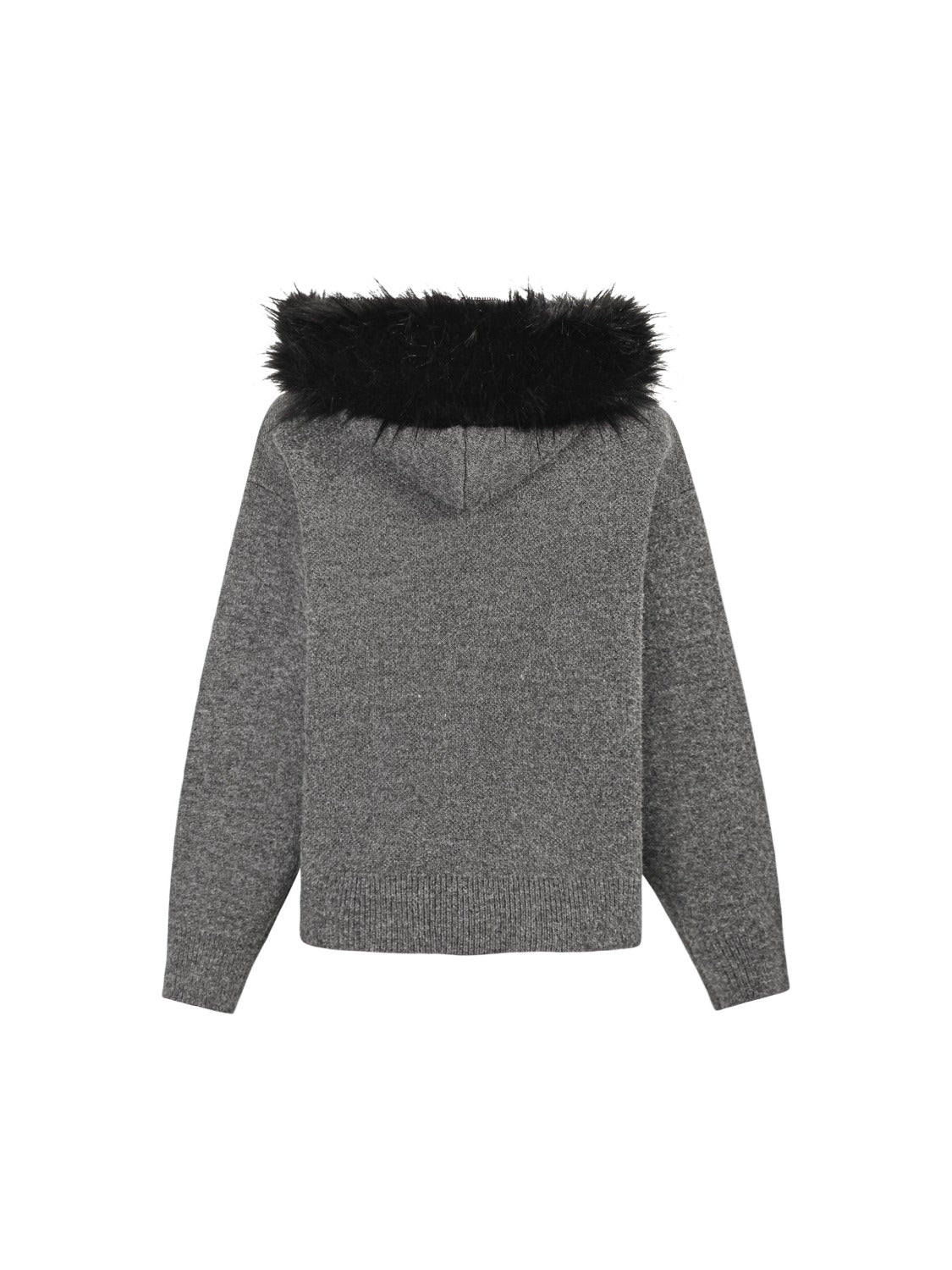 High Street Detachable Fur Collar Half-zipped Sweater