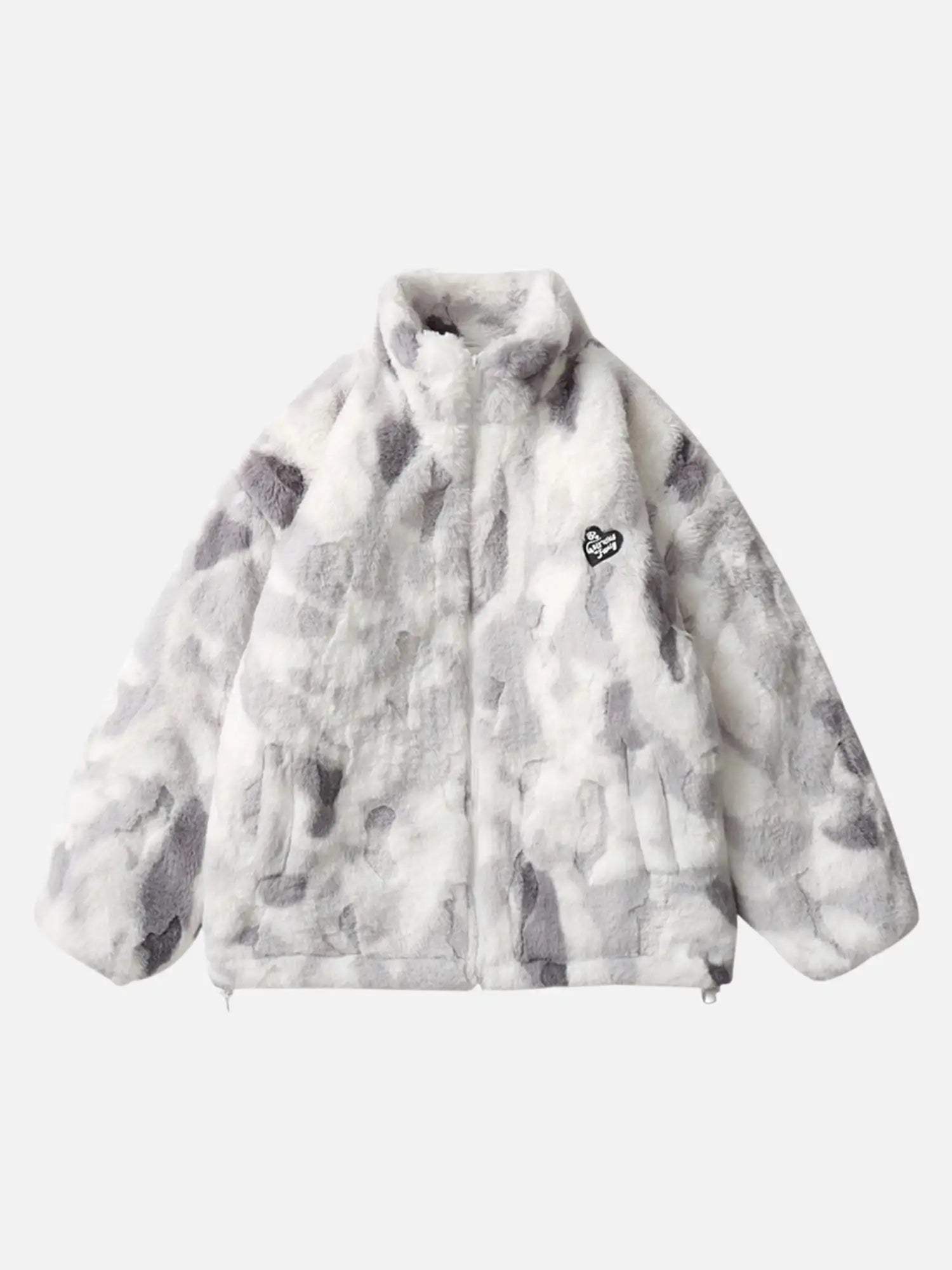 Disguisen Tie-dye Stand-up Collar Sherpa Coat