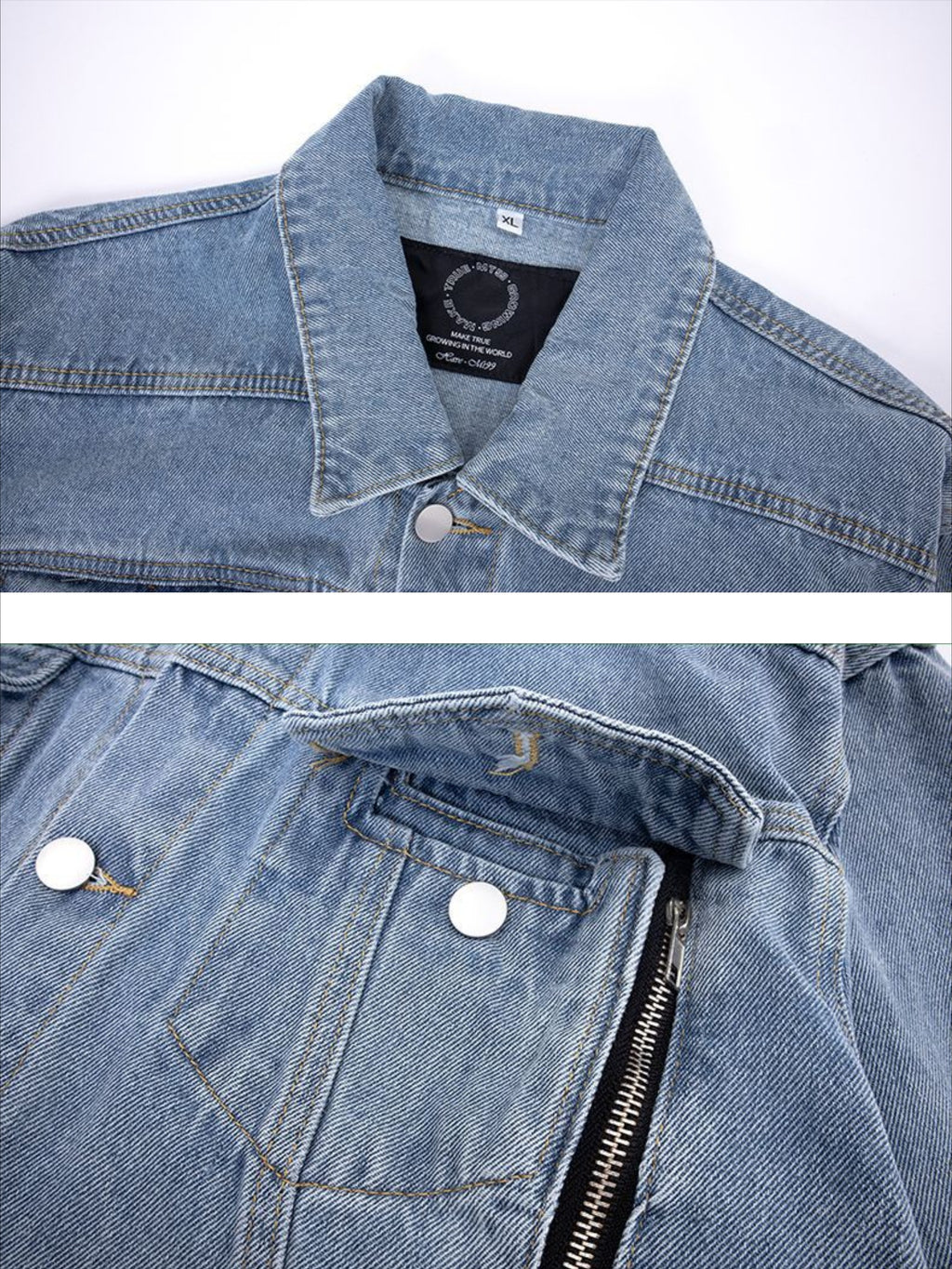 Vintage Leisure Dual Zippers Denim Jacket