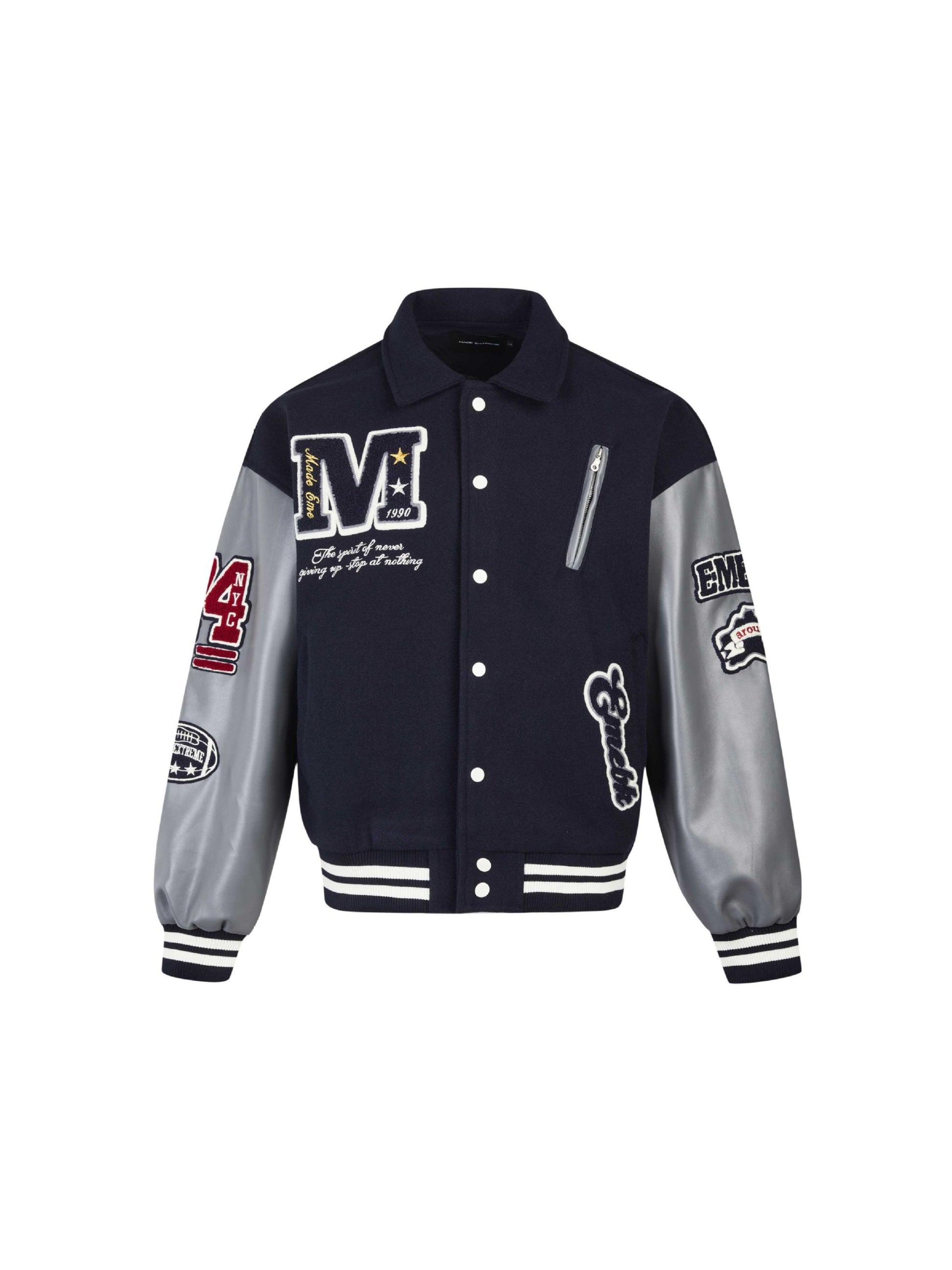 Letter Embroidery Assemble Collision Color Jacket