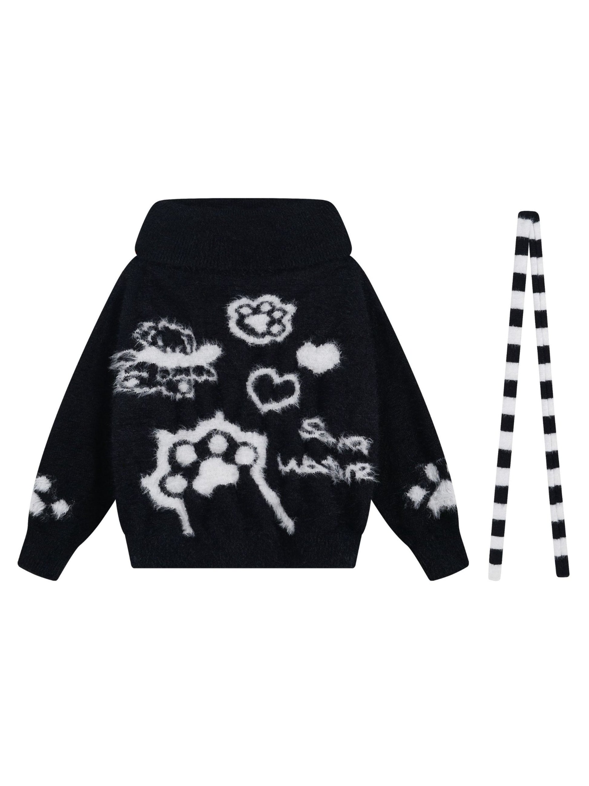 Vintage Little Bear Paw Print Painting Casual Sweater