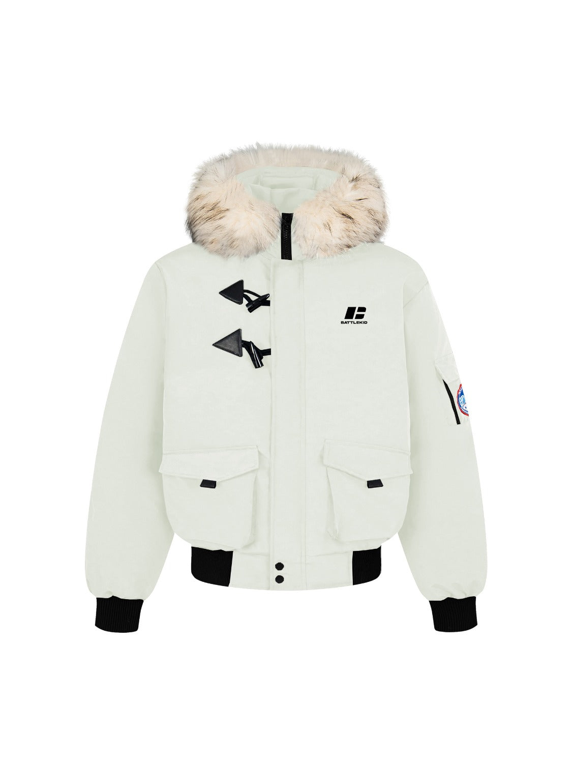 Academic Style Fur collar Bullhorn Buckle Jacket