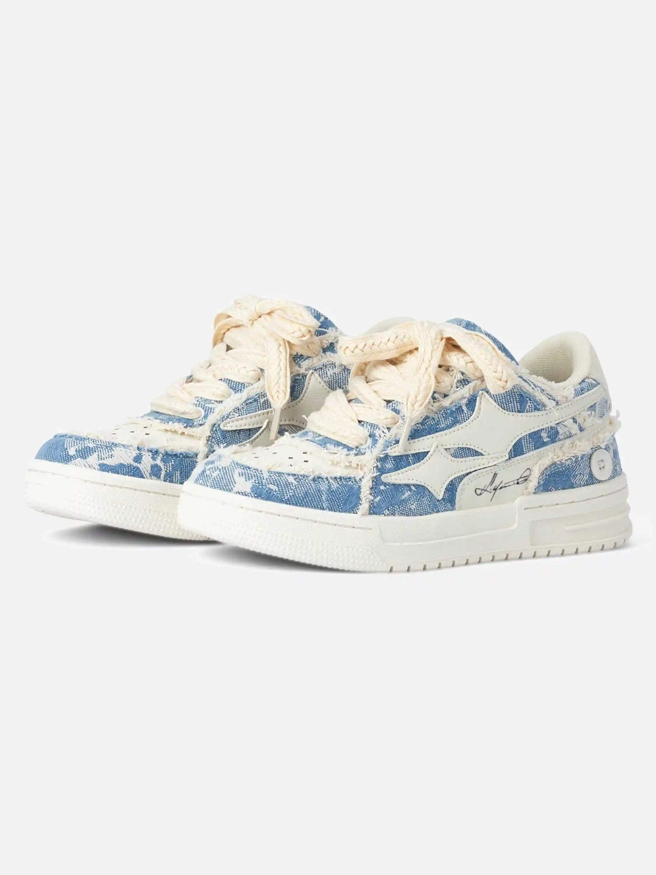 Disguisen Couple Small Fragrance Style Blue Denim Sneakers