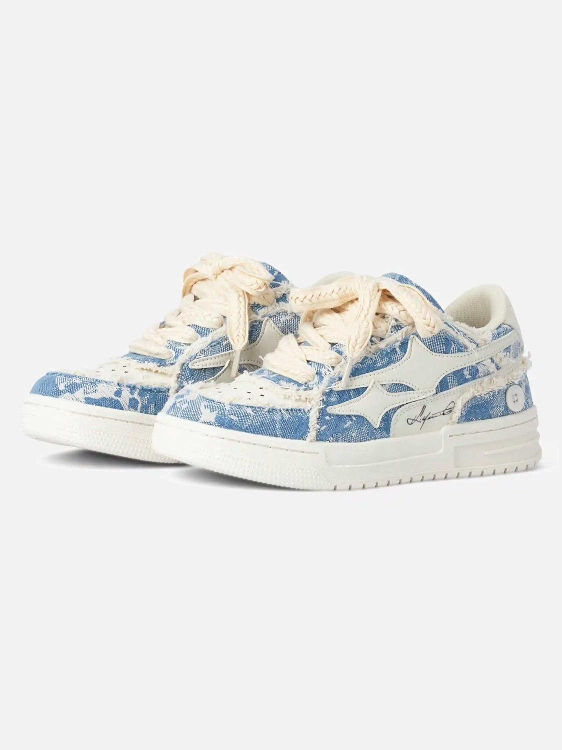 Disguisen Couple Small Fragrance Style Blue Denim Sneakers