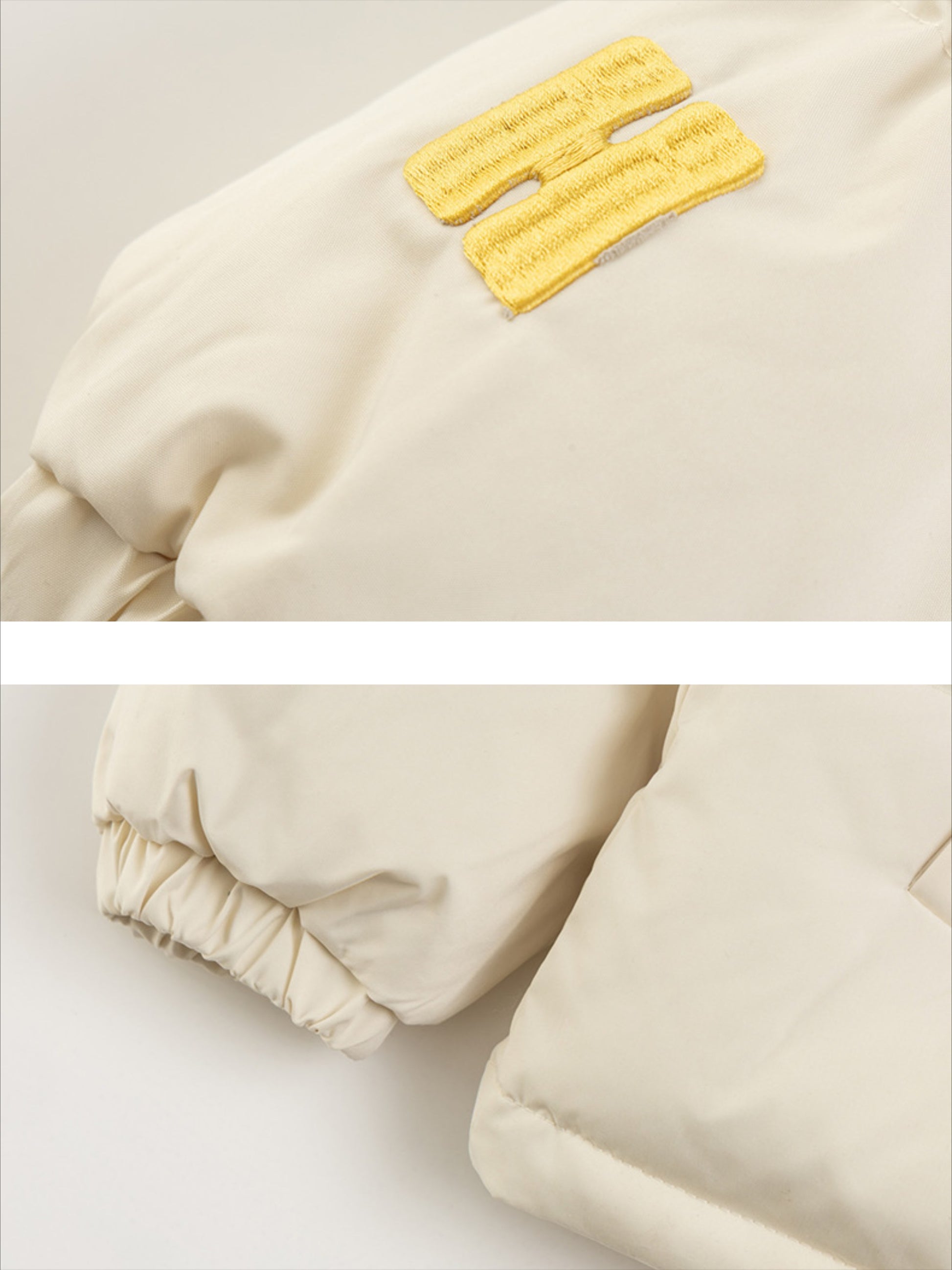 Lettering Embroidered Stand Collar Coat