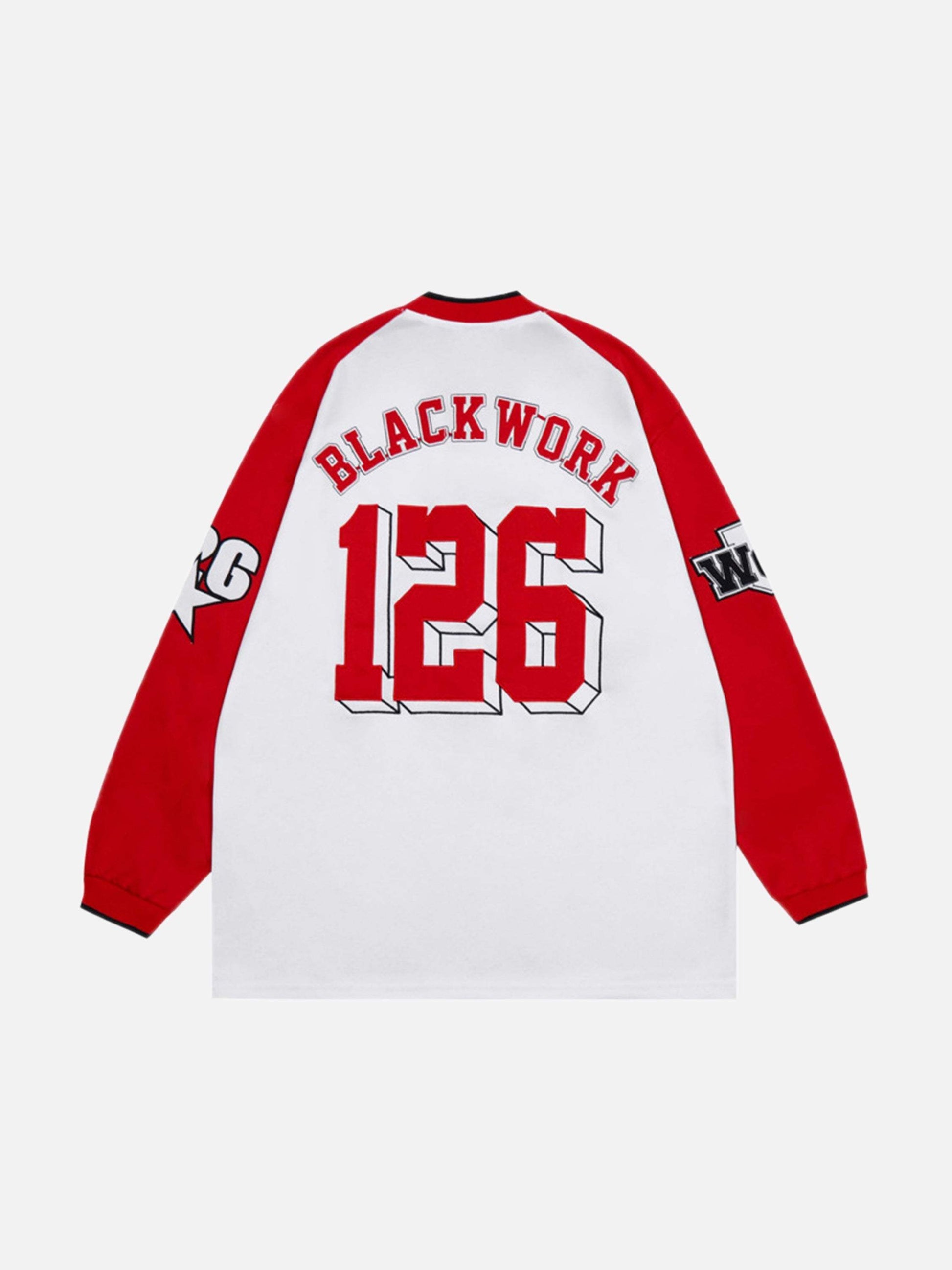 Disguisen V-neck Digital Fabric Embroidered Long Sleeve Sweatshirt