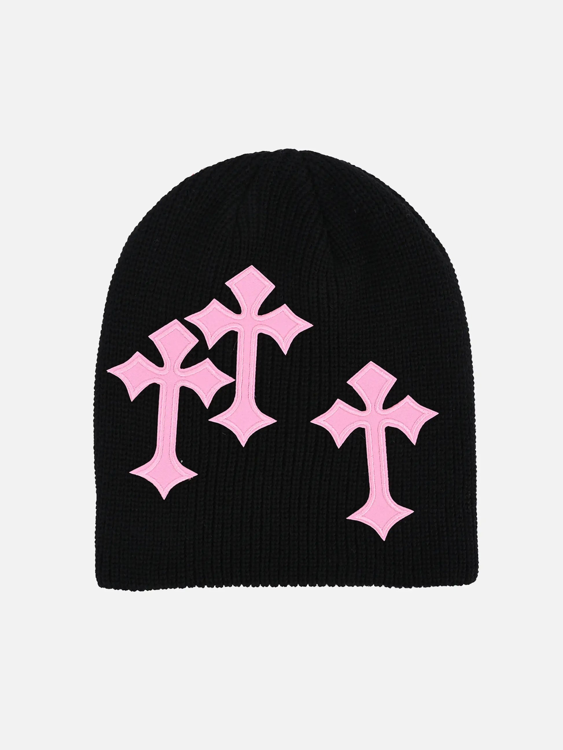 Cross Applique Knitted Hat