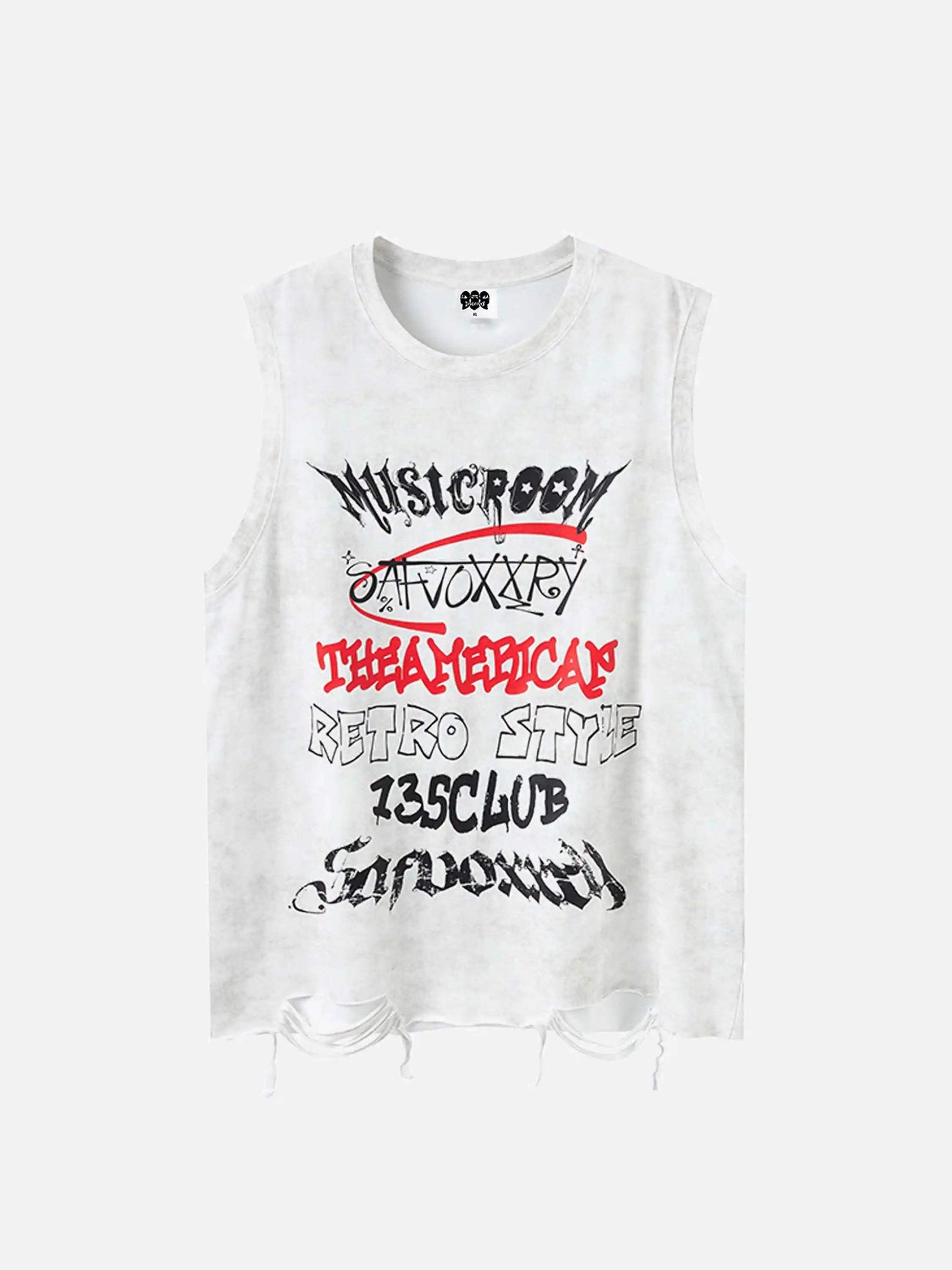 Disguisen American Street Style Ripped Sleeveless Vest