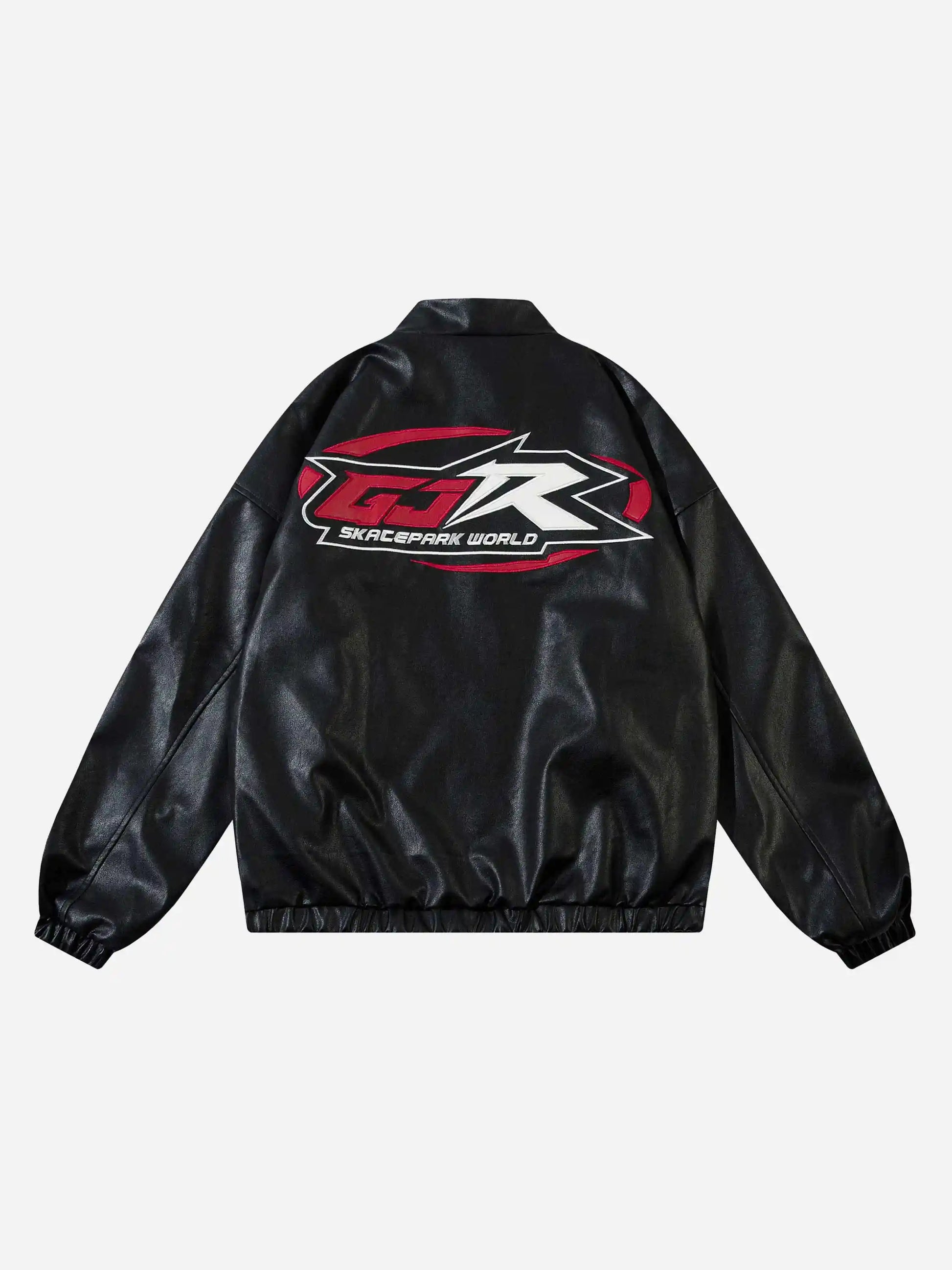 Disguisen Hip-Hop Street Biker Embroidered Leather Jacket