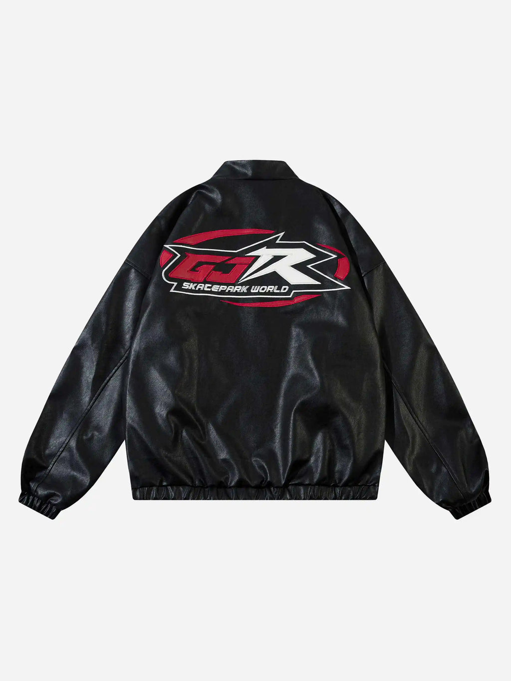 Disguisen Hip-Hop Street Biker Embroidered Leather Jacket