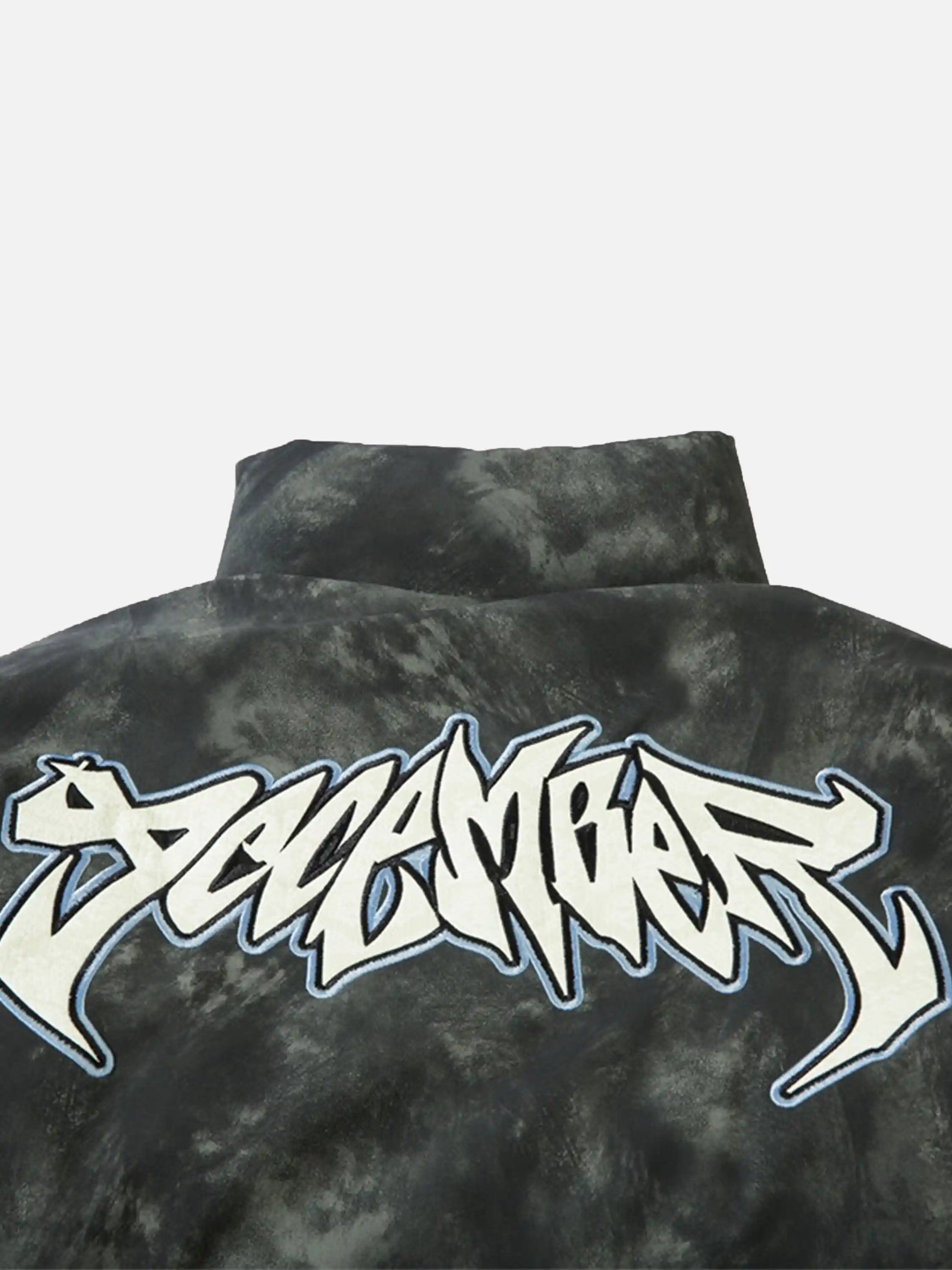 Disguisen American Retro Pu Graffiti Font Embroidered Coat