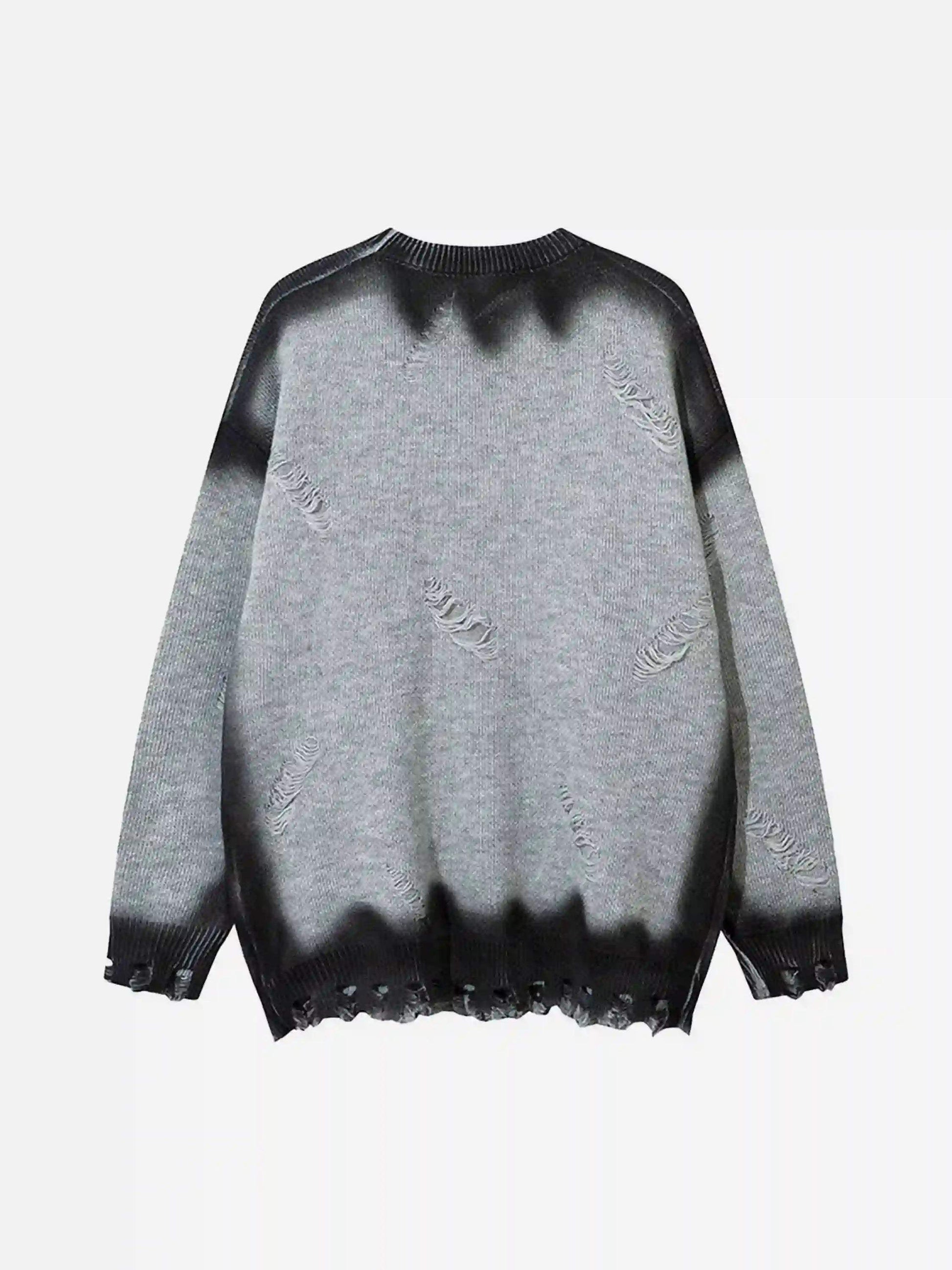 Disguisen High Street Spray-Painted Hole Round Neck Sweater