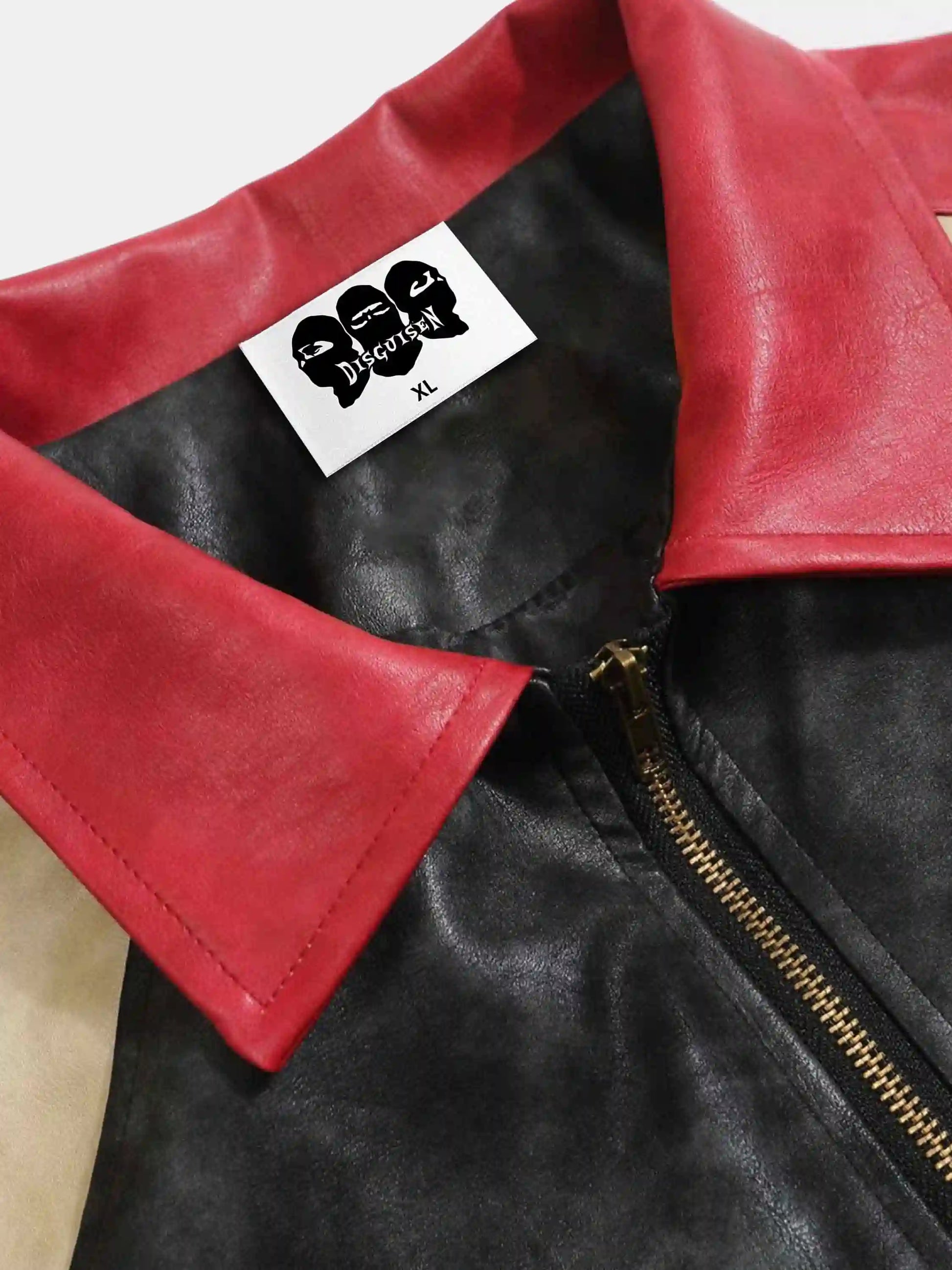 Disguisen American Retro Contrast Color Pu Racing Jacket
