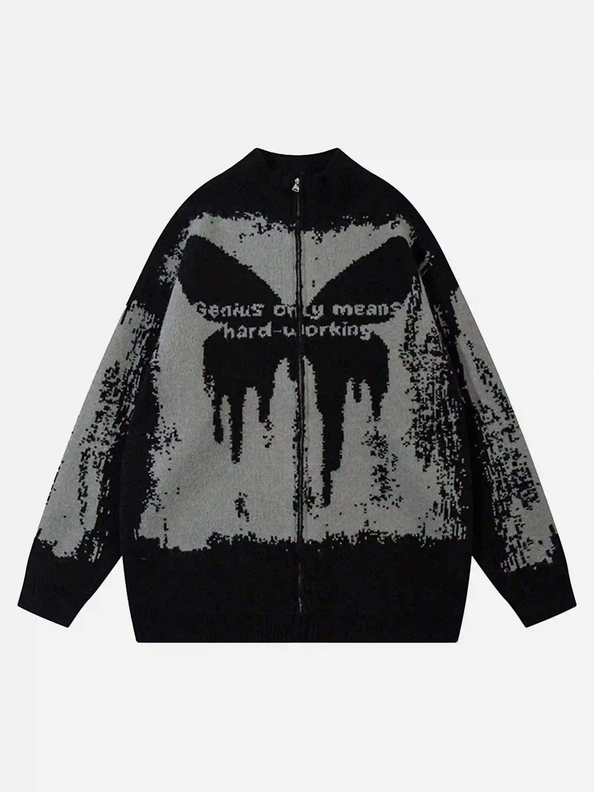 Disguisen High Street Abstract Pattern Zipper Stand Collar Cardigan