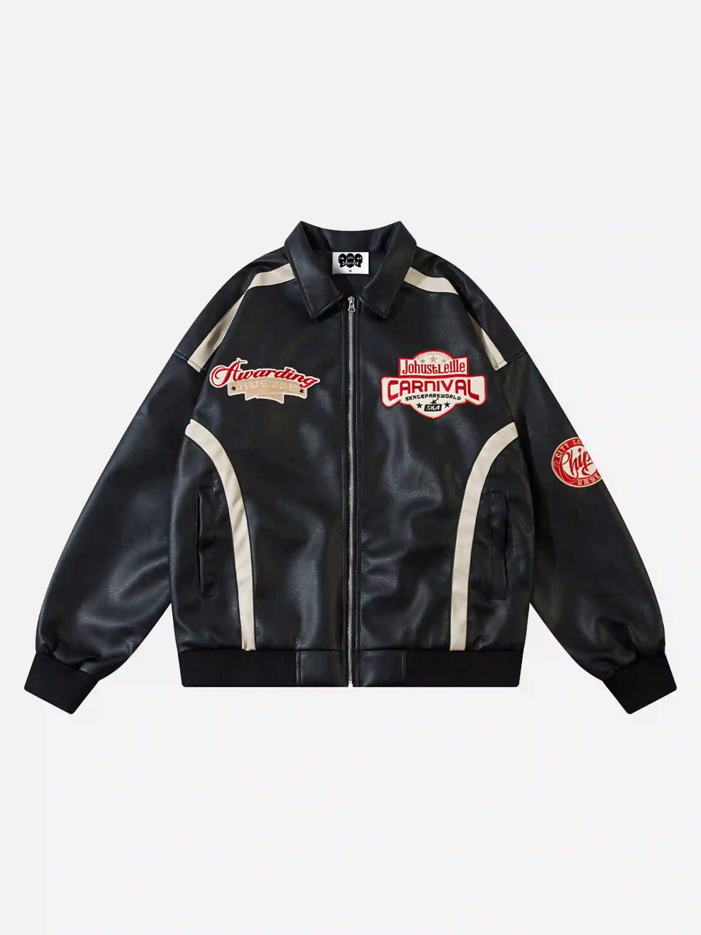 Disguisen American Retro Patchwork Motorcycle Jacket