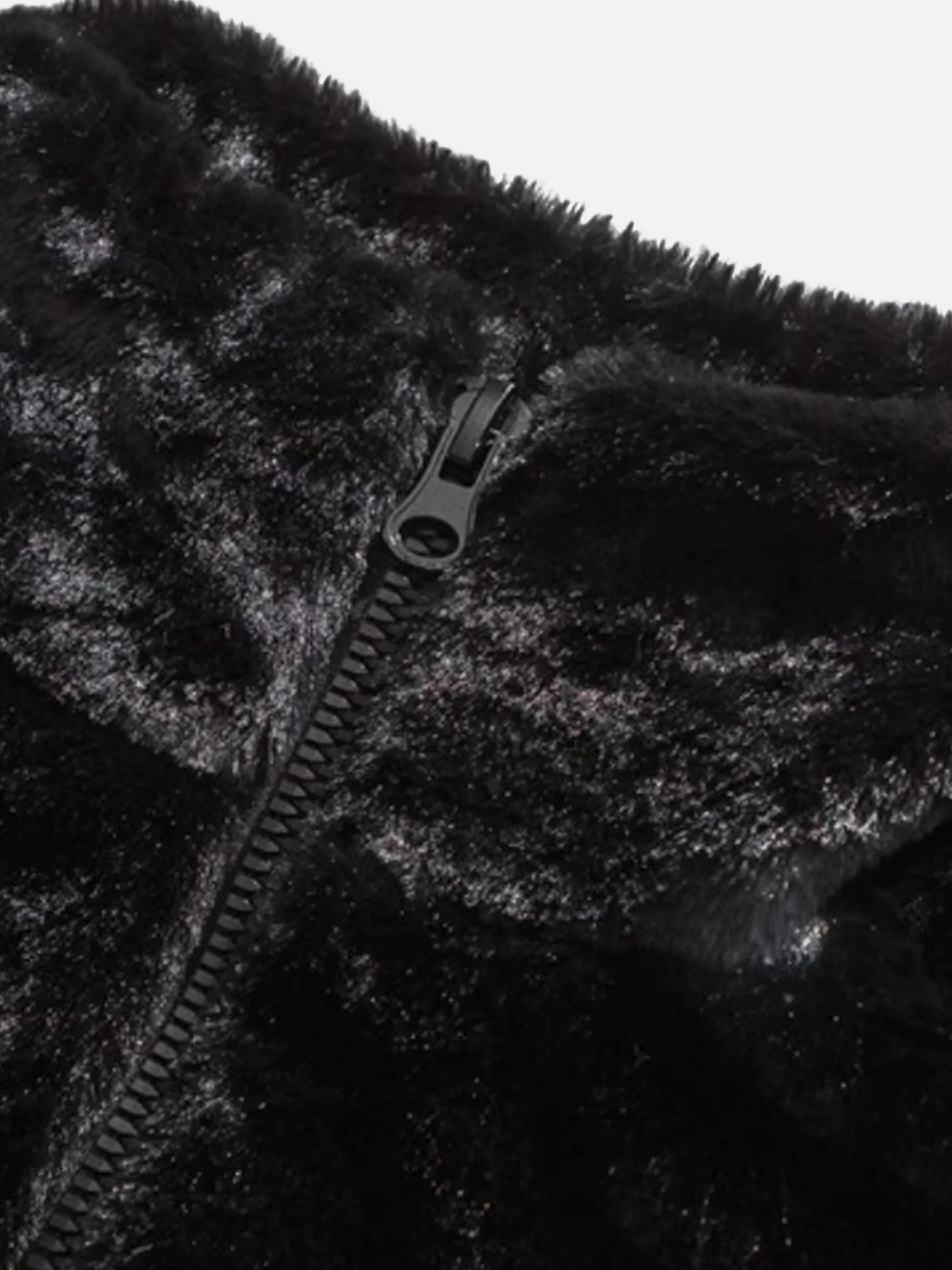 Letter Embroidered Plush Stand Collar Coat