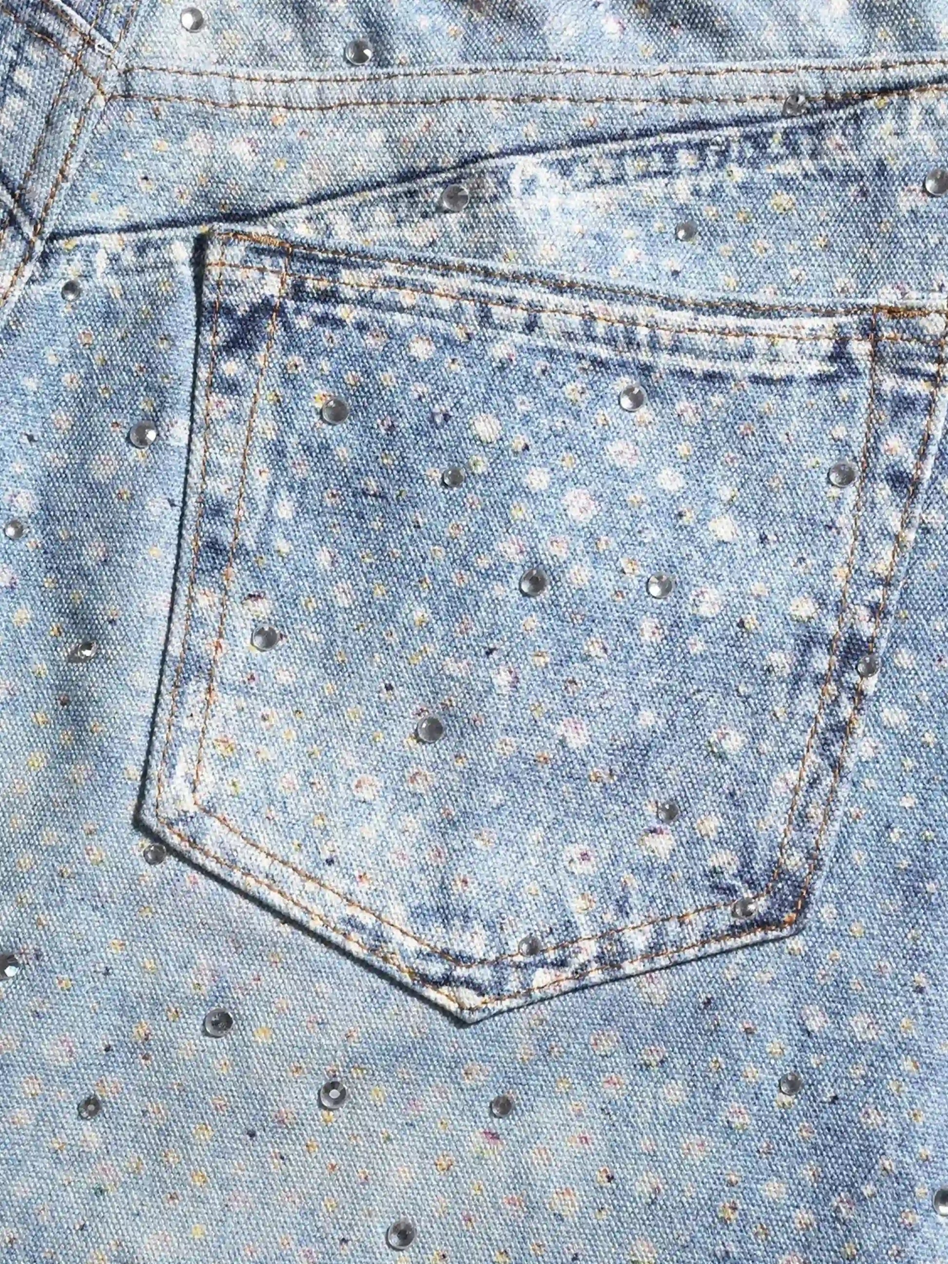 Washed Diamond Print Jeans