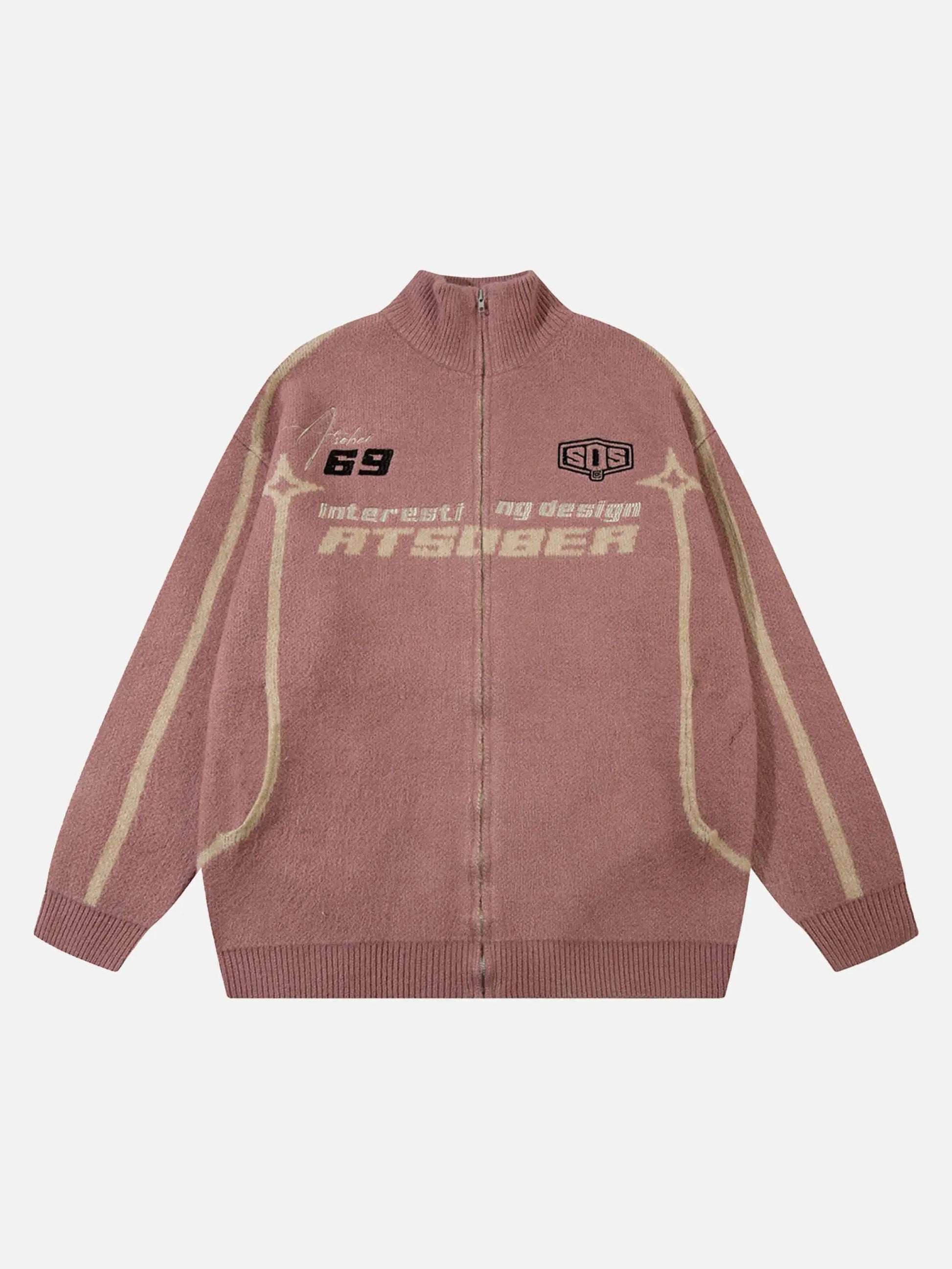 Disguisen Contrast Color Racing Zip-up Cardigan