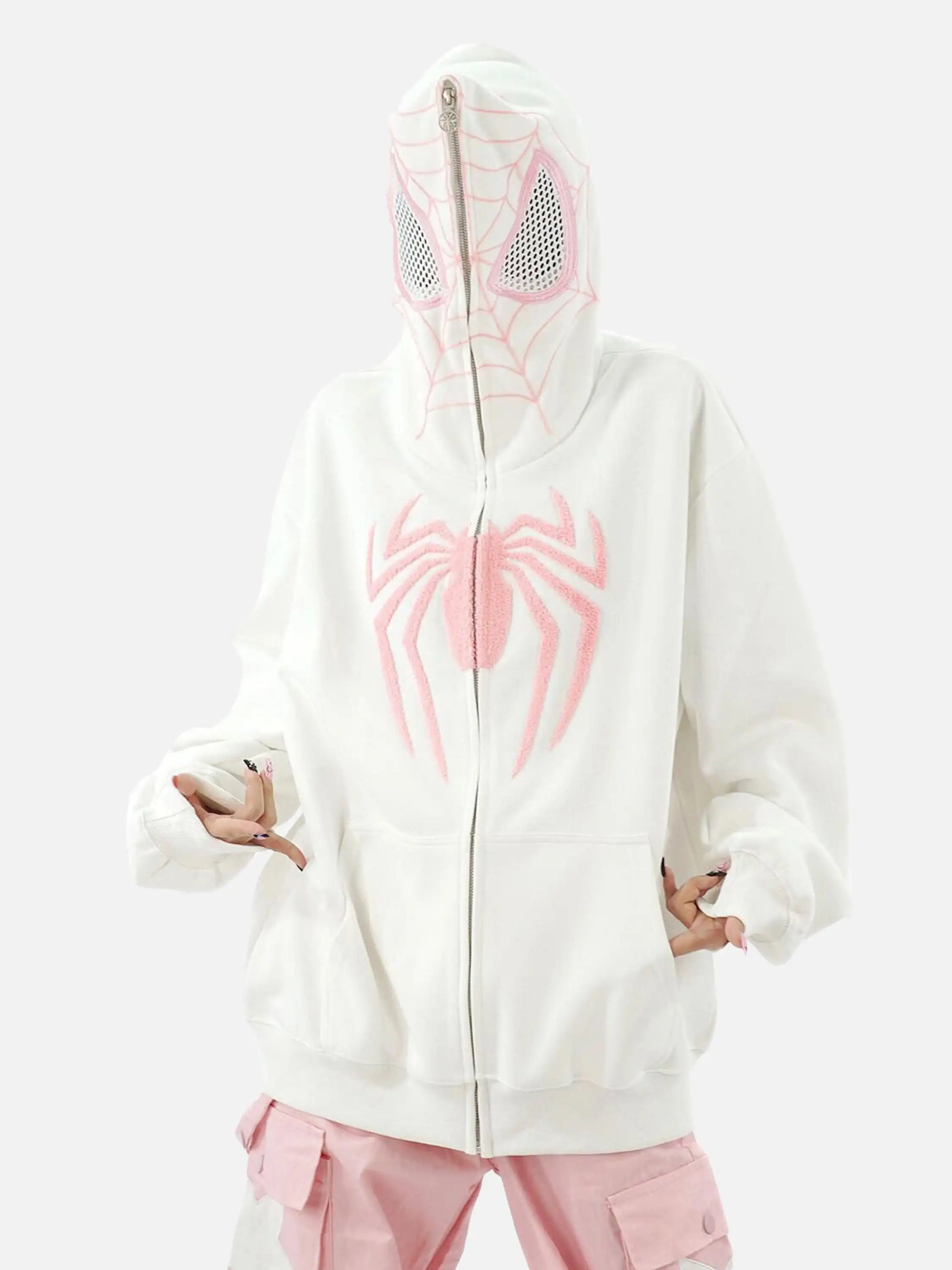 Disguisen American Spider Towel Embroidery Cardigan Hoodie