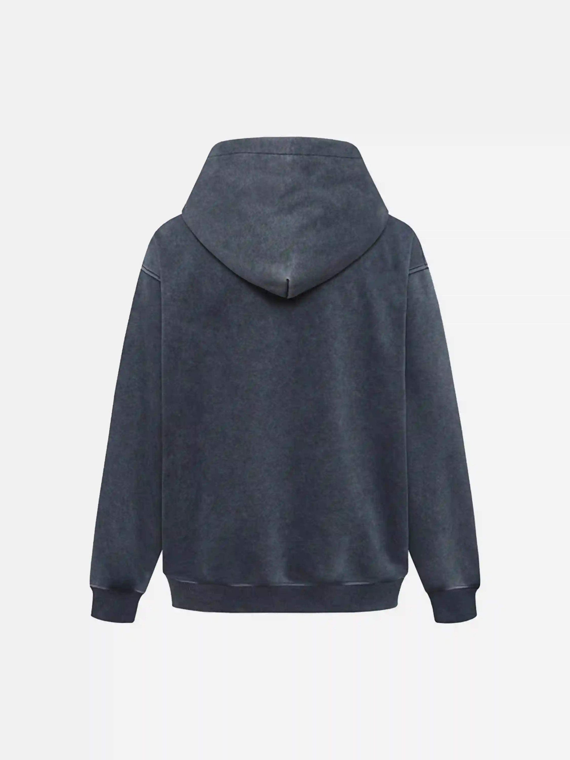 Disguisen Distressed 3D Steel Print Hip-Hop Pullover Hoodie